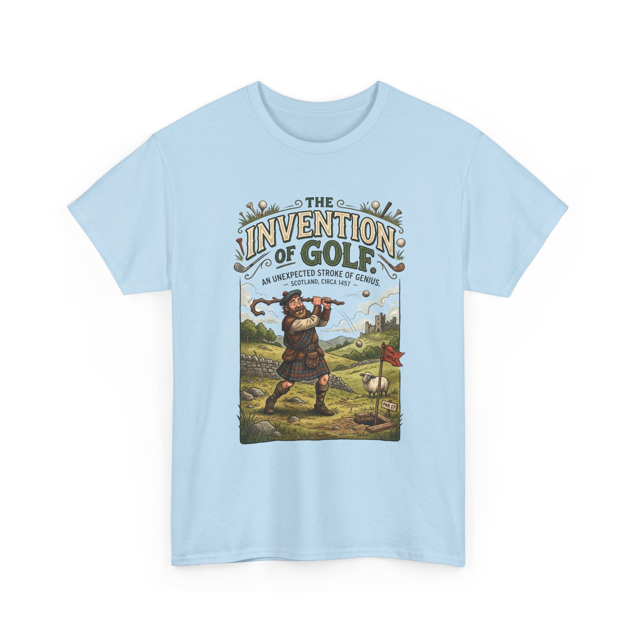 Golf Tee — 'The Invention of Golf' Vintage Golfing Graphic Shirt