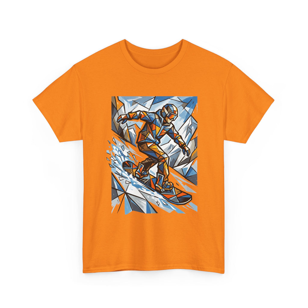 Snowboarder Geometric Art T-Shirt — Abstract Winter Sports Graphic Tee