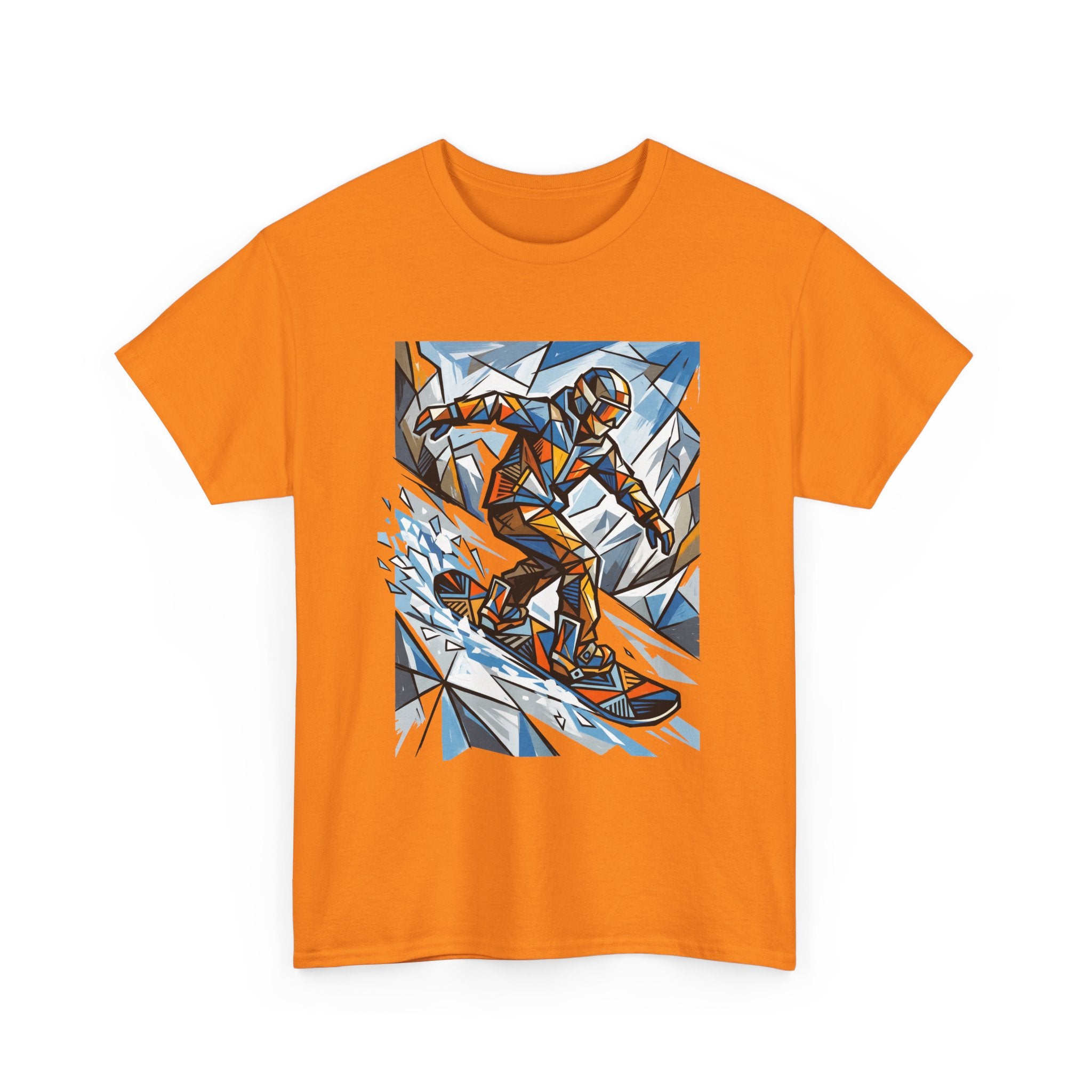 Snowboarder Geometric Art T-Shirt — Abstract Winter Sports Graphic Tee