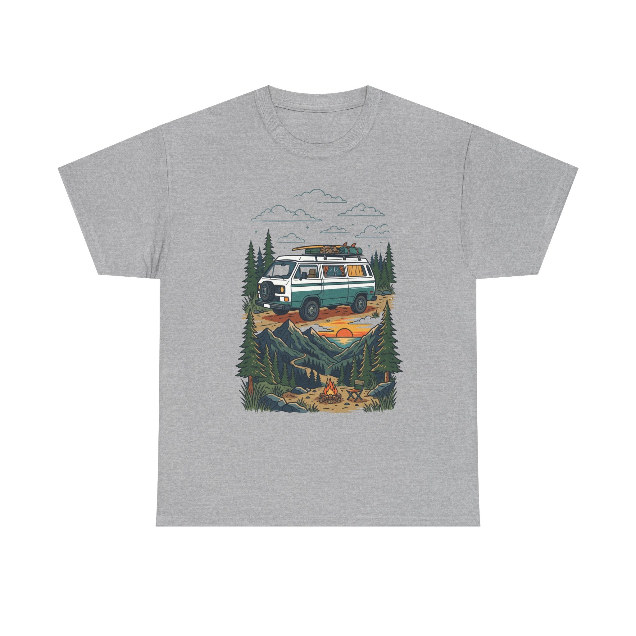 Camper Van Adventure Tee — Retro Van Camping Graphic T-Shirt