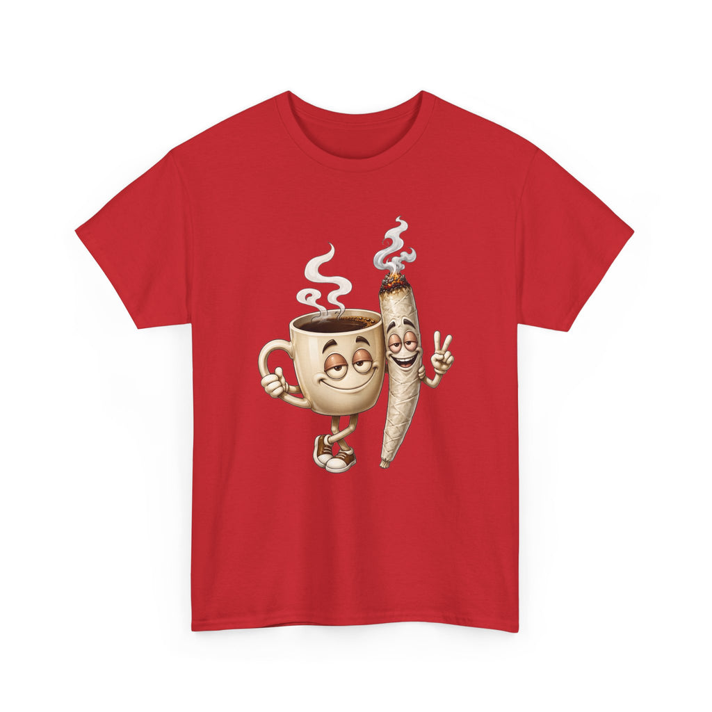 1 Coffee & Joint Funny Tee — Cute Smiling Coffee Cup and Joint Graphic Shirt