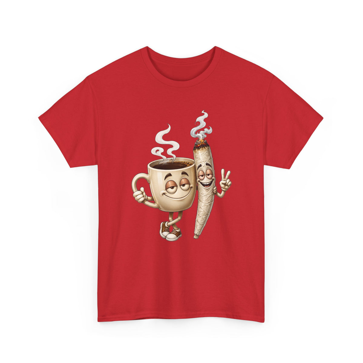 1 Coffee & Joint Funny Tee — Cute Smiling Coffee Cup and Joint Graphic Shirt