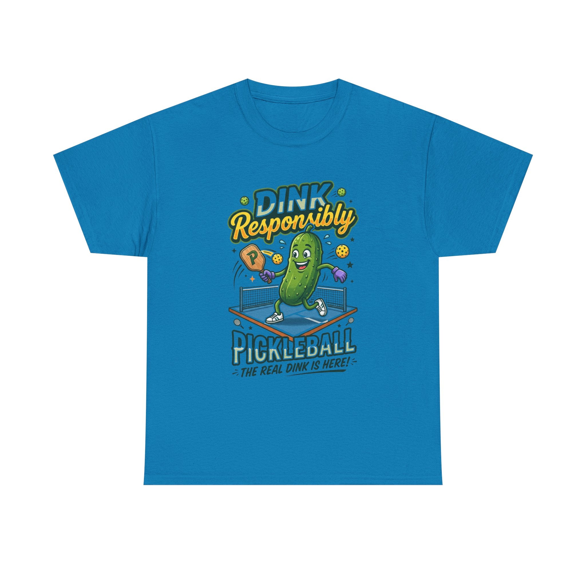 Pickleball T-Shirt — "Dink Responsibly" Funny Pickle Cartoon Tee