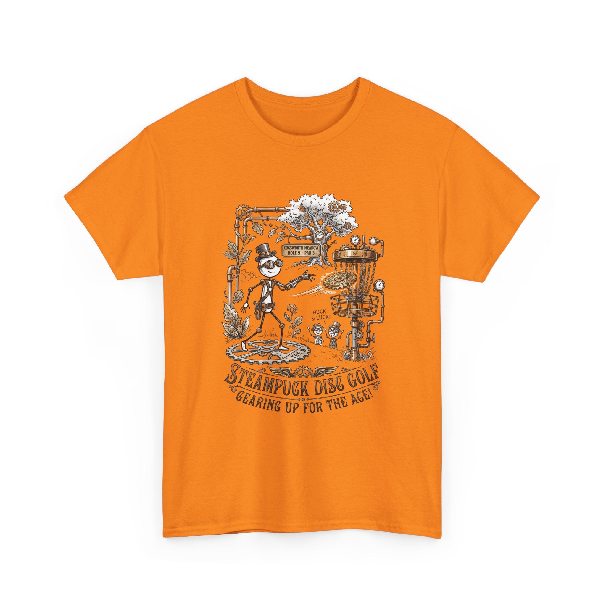 Steampunk Disc Golf T-Shirt — "Gearing Up for the Ace" Vintage Disc Golf Tee