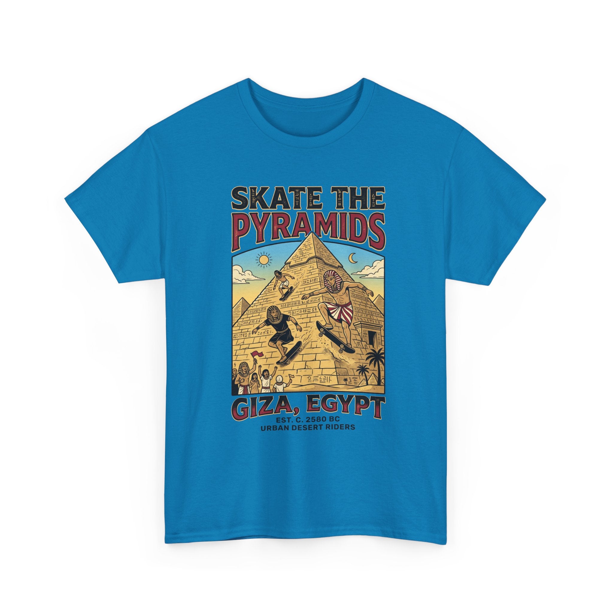 Skate The Pyramids Tee — Giza Egypt Skateboarding Graphic T-Shirt