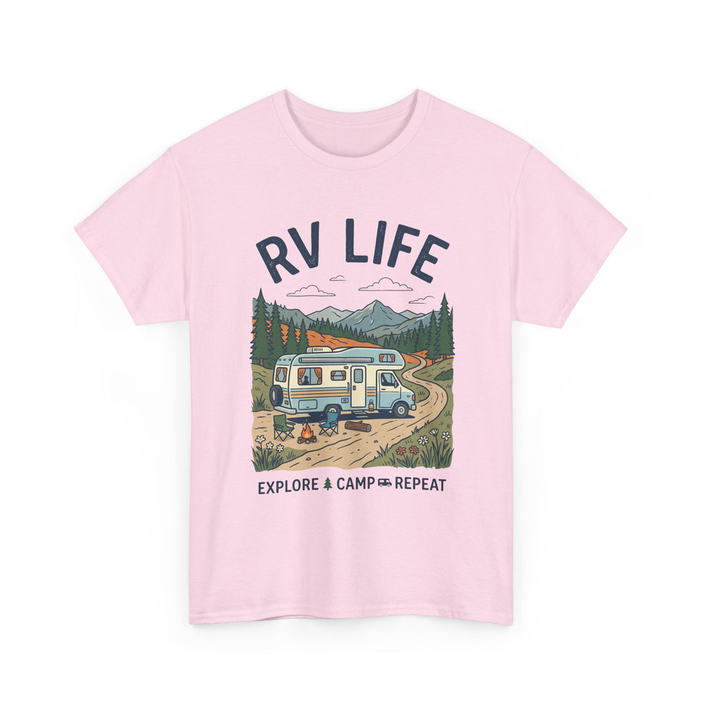 RV Life T-Shirt - Explore & Camp Repeat Vintage Camper Tee