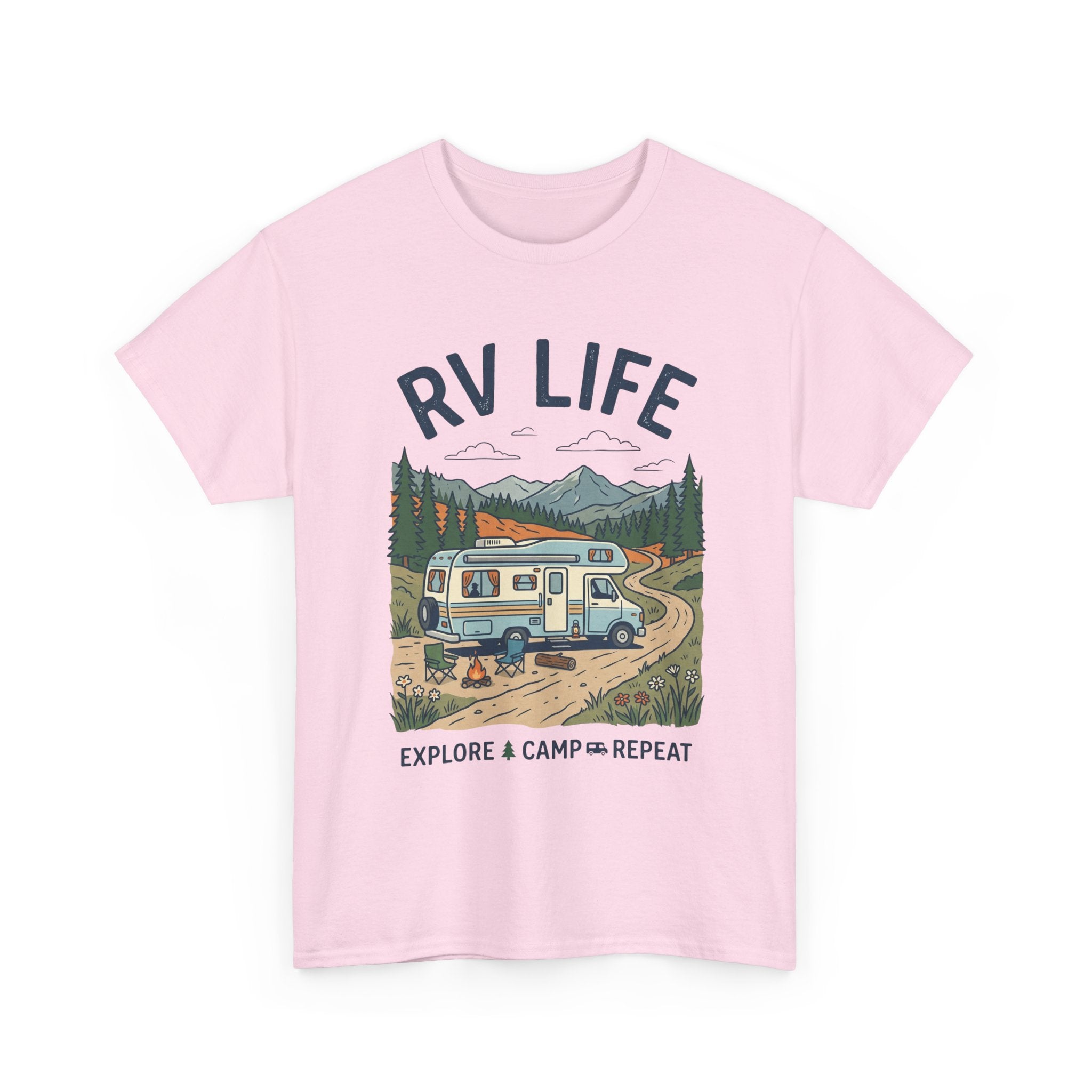 RV Life T-Shirt - Explore & Camp Repeat Vintage Camper Tee