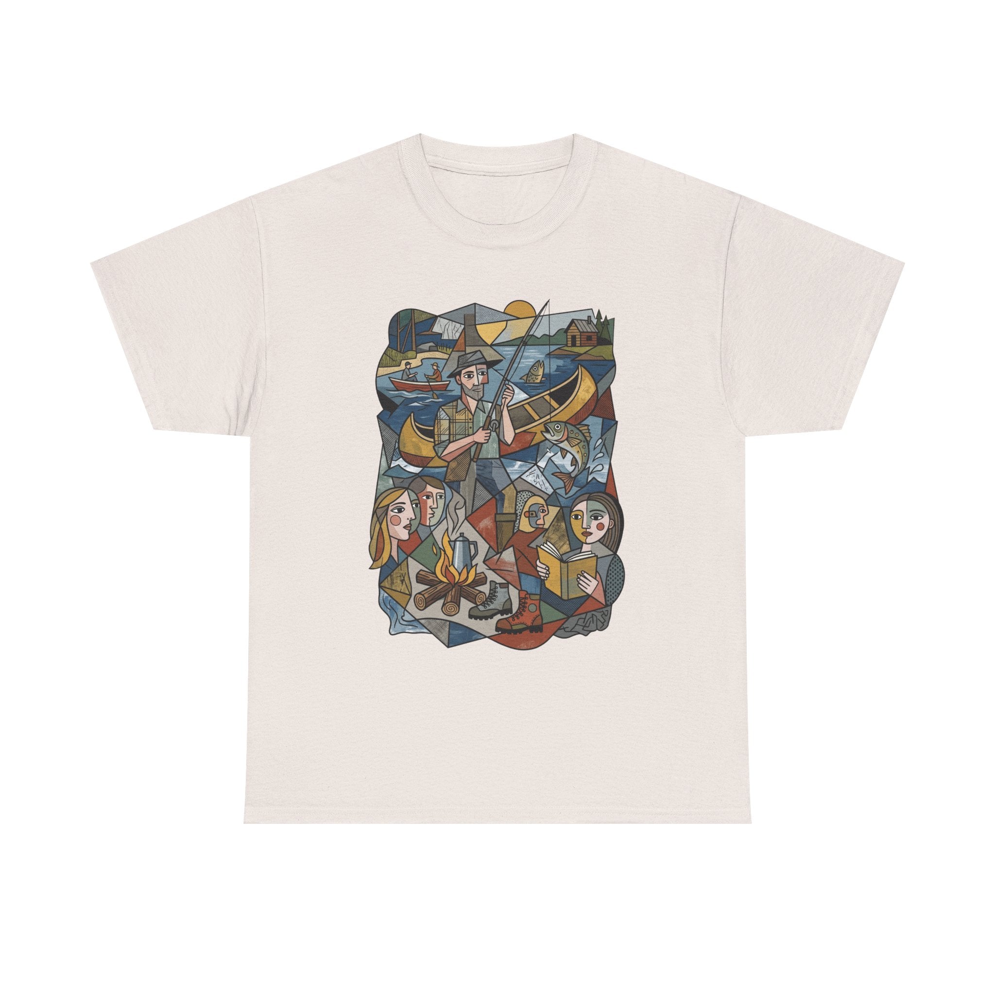 T-Shirt — Nautical Folk Art Crew: Illustrated Sailing, Fishing & Harbor Scene