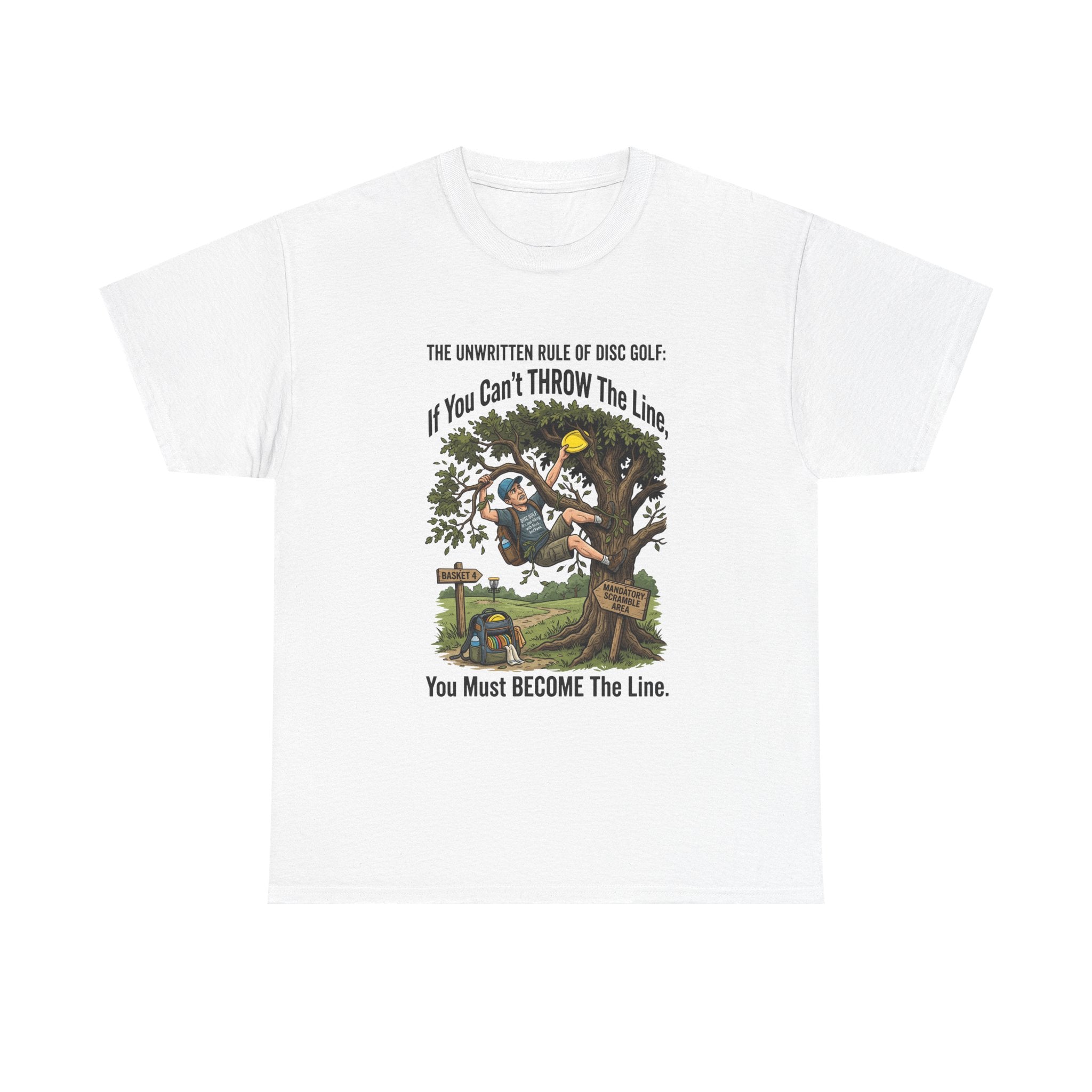Disc Golf T-Shirt - "If You Can't Throw the Line, You Must Become the Line" Vintage Golf Cartoon Tee