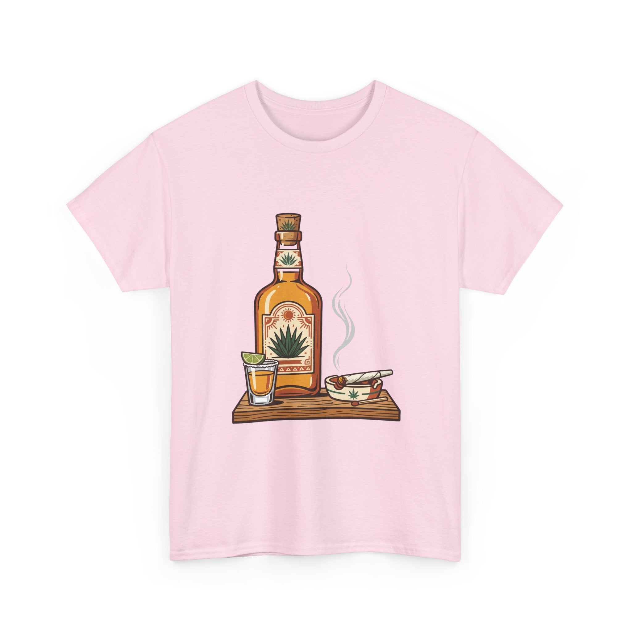 Tequila & A joint Tee — Bottle, Shot Glass & joint Graphic Shirt