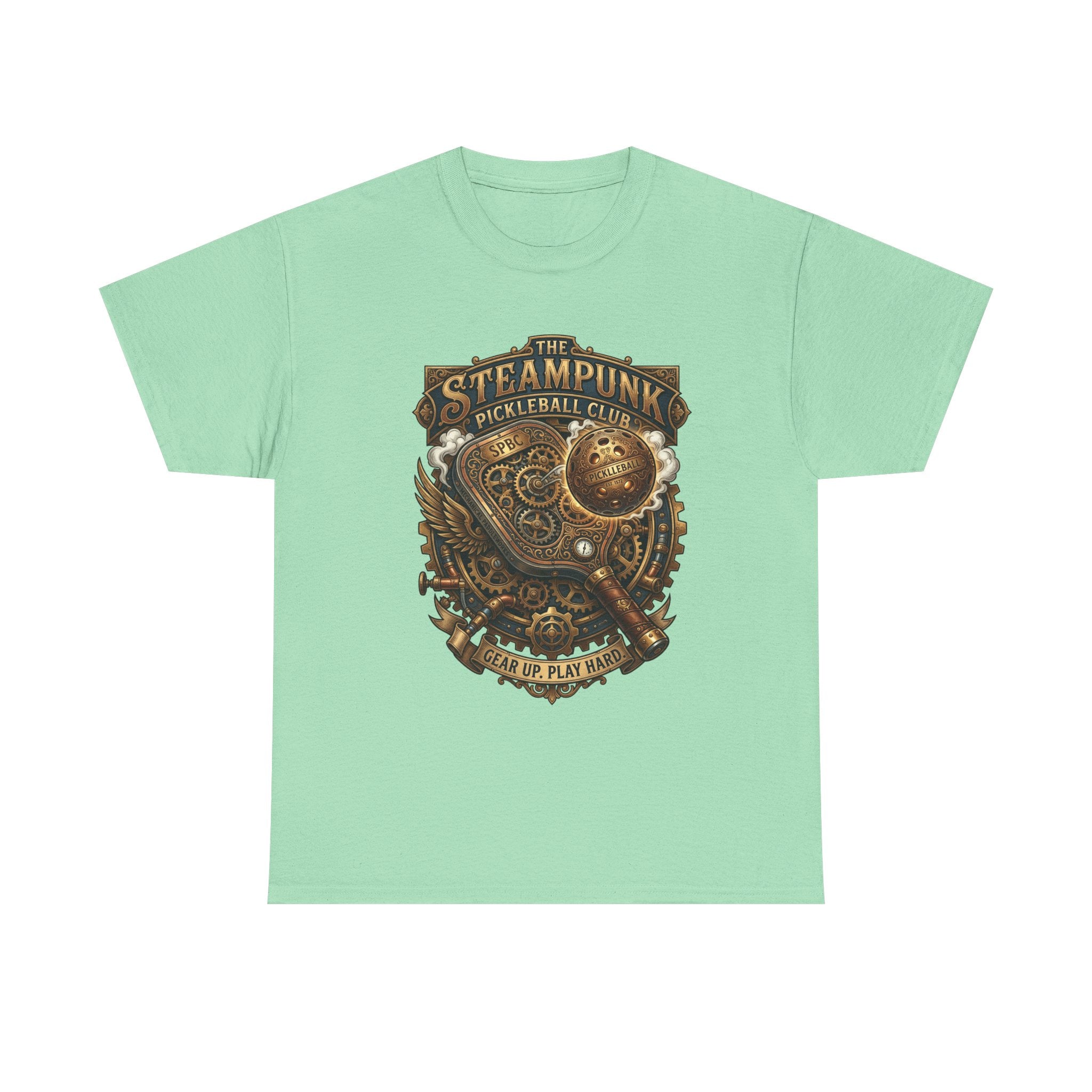 Steampunk Pickleball Club T‑Shirt – Vintage Gear & Gears Graphic Tee