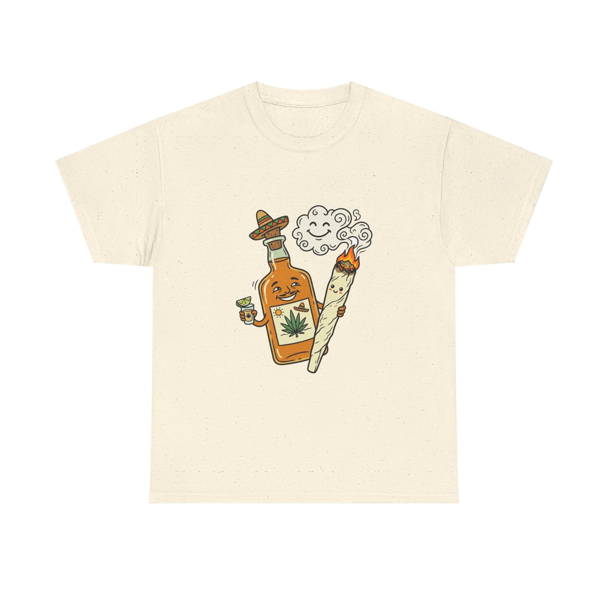Cannabis & Tequila Tee — Funny Joint and Bottle Graphic T-Shirt
