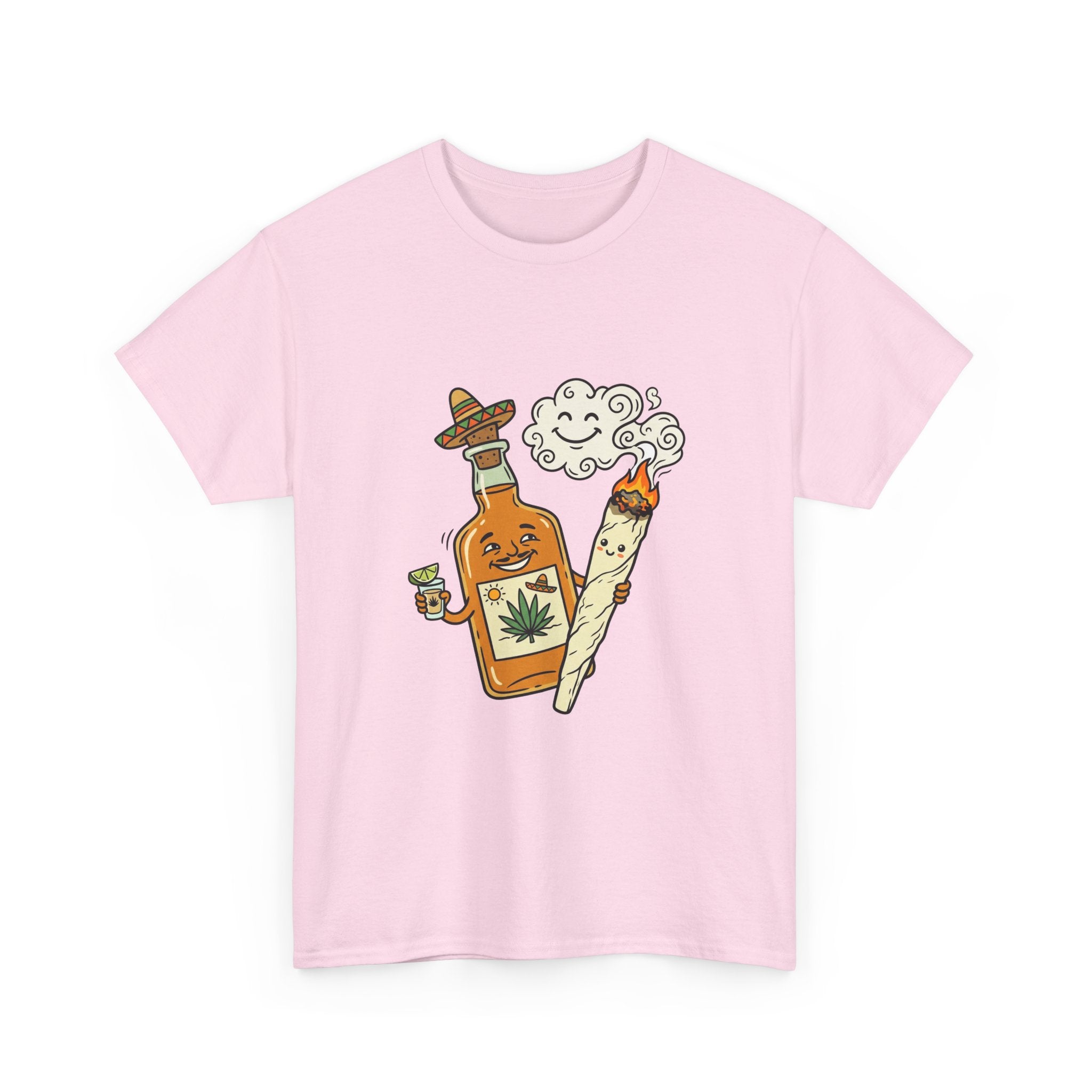 Cannabis & Tequila Tee — Funny Joint and Bottle Graphic T-Shirt