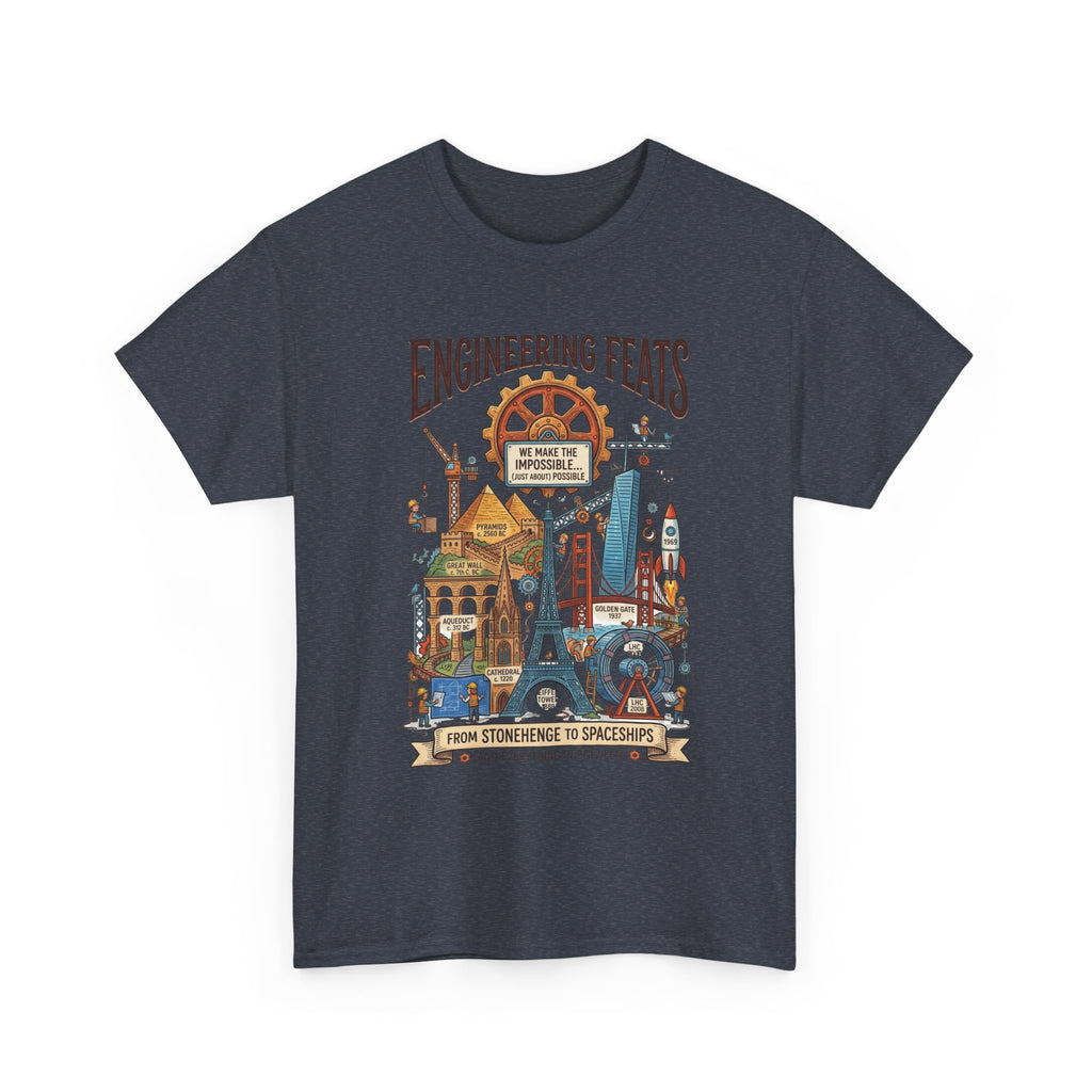 Engineering Feats T‑Shirt — STEM Vintage Landmark Illustration