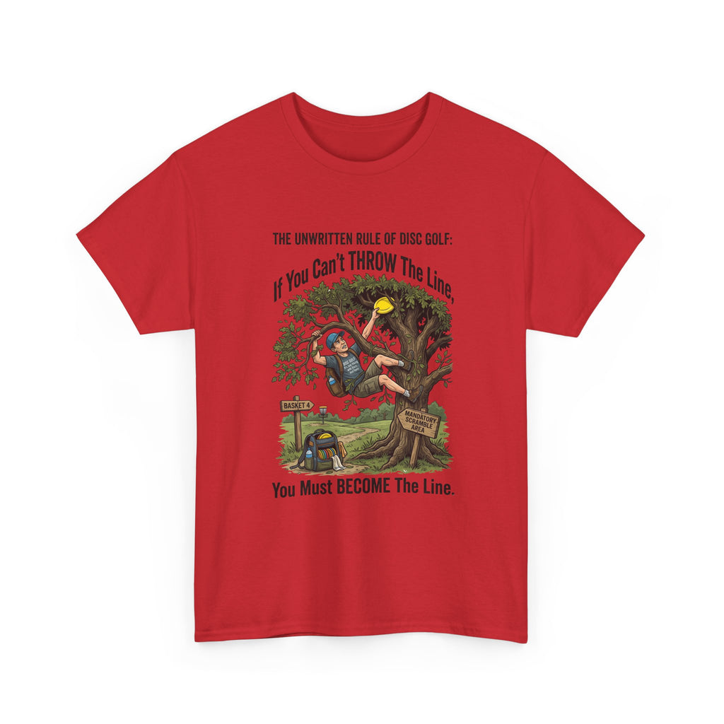 Disc Golf T-Shirt - "If You Can't Throw the Line, You Must Become the Line" Vintage Golf Cartoon Tee