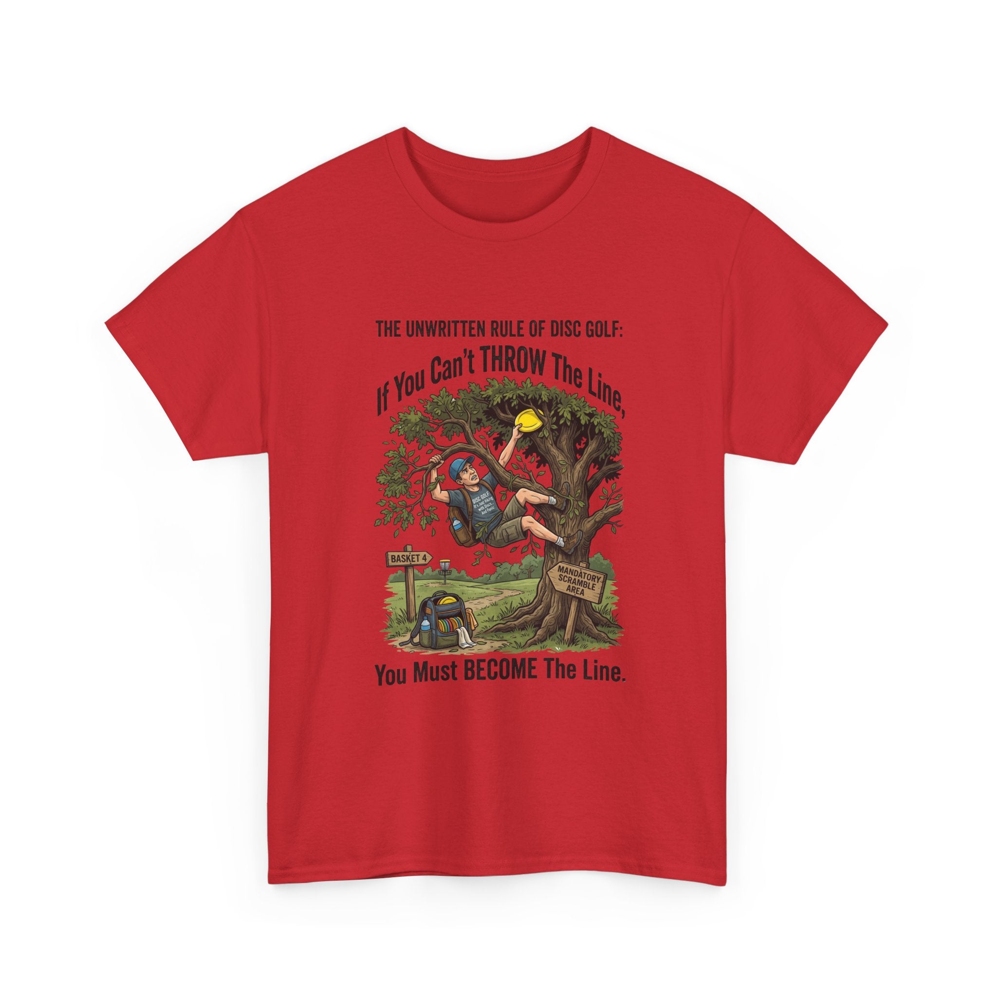 Disc Golf T-Shirt - "If You Can't Throw the Line, You Must Become the Line" Vintage Golf Cartoon Tee