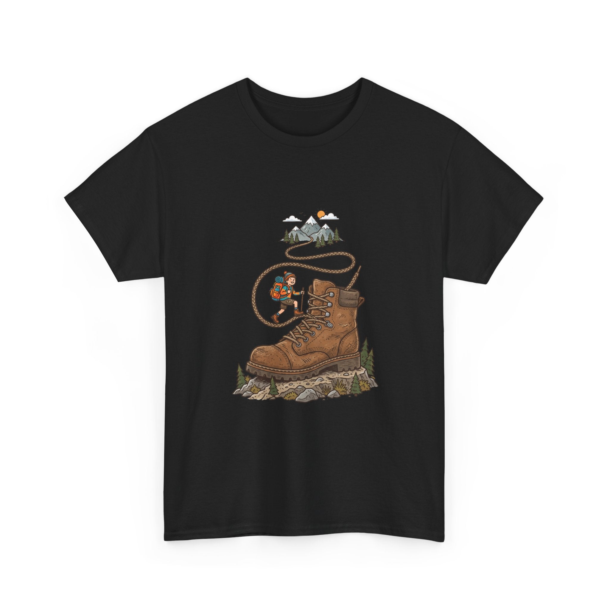 Hiking Boot Adventure Graphic Tee — Outdoor Trail Camper Shirt