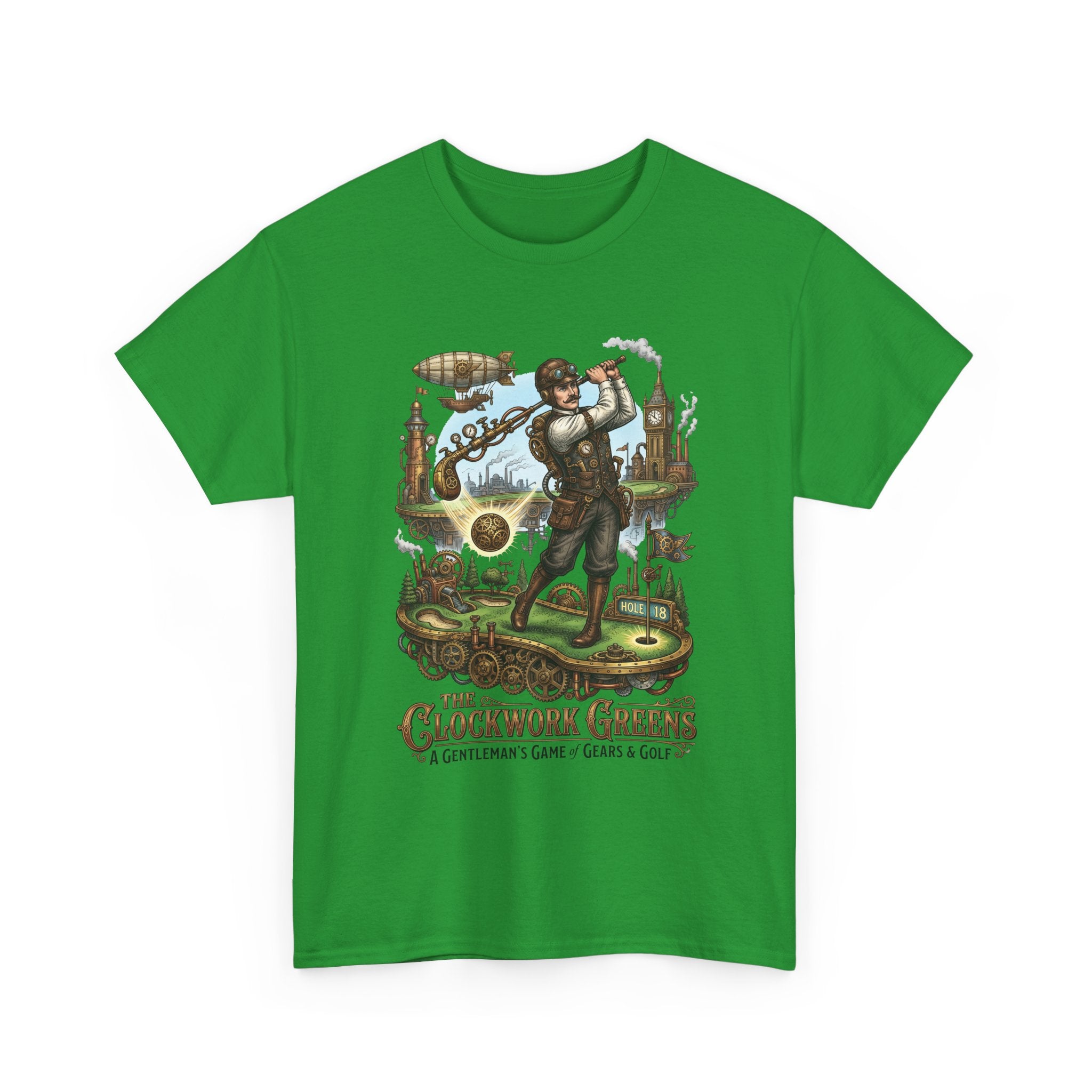 Golf Steampunk T-Shirt — "The Clockwork Greens" Vintage Golfing Design