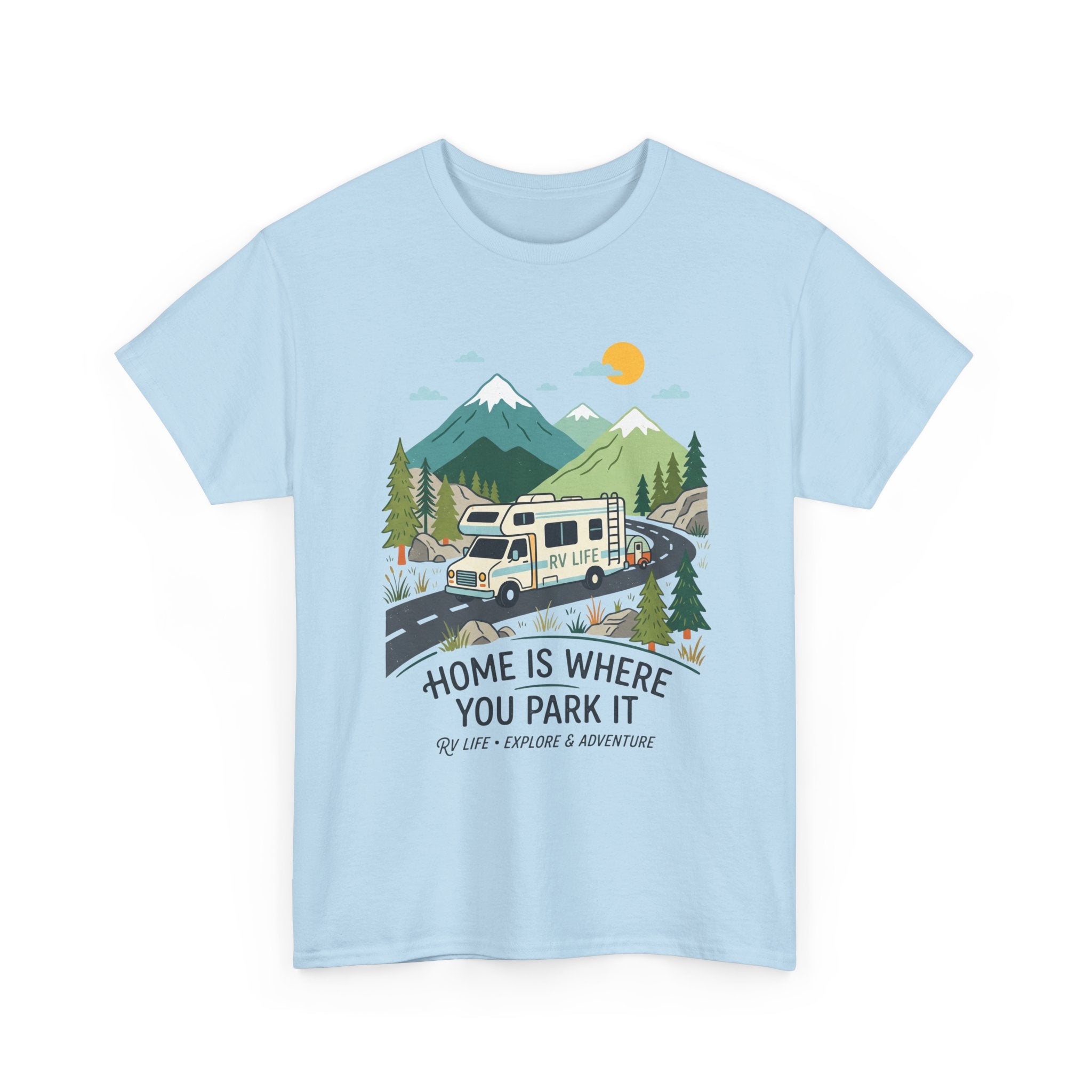 RV Camping T‑Shirt — "Home Is Where You Park It" Mountain Camper Tee