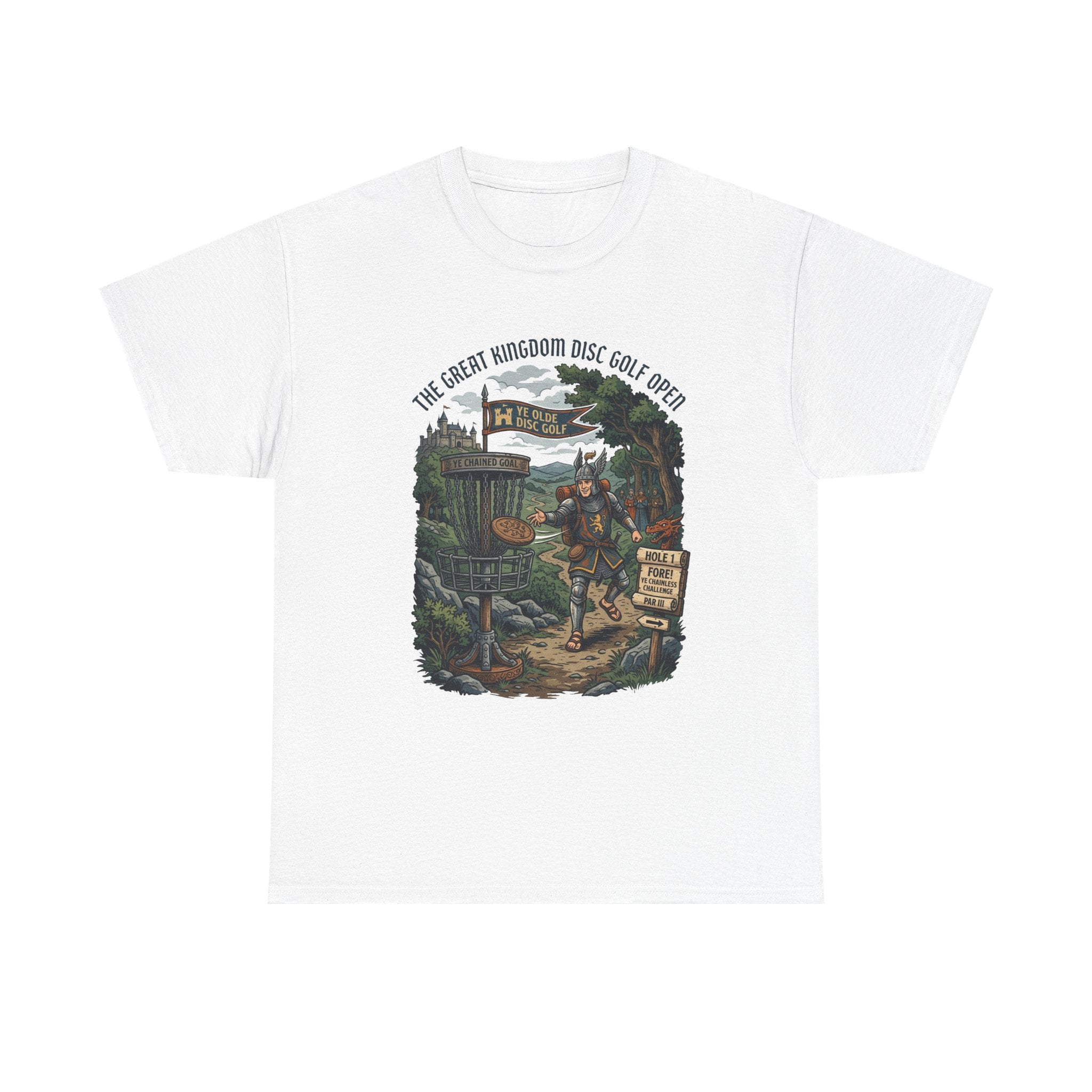 Medieval Disc Golf Adventure Tee — "The Great Kingdom Disc Golf Open" Graphic Shirt