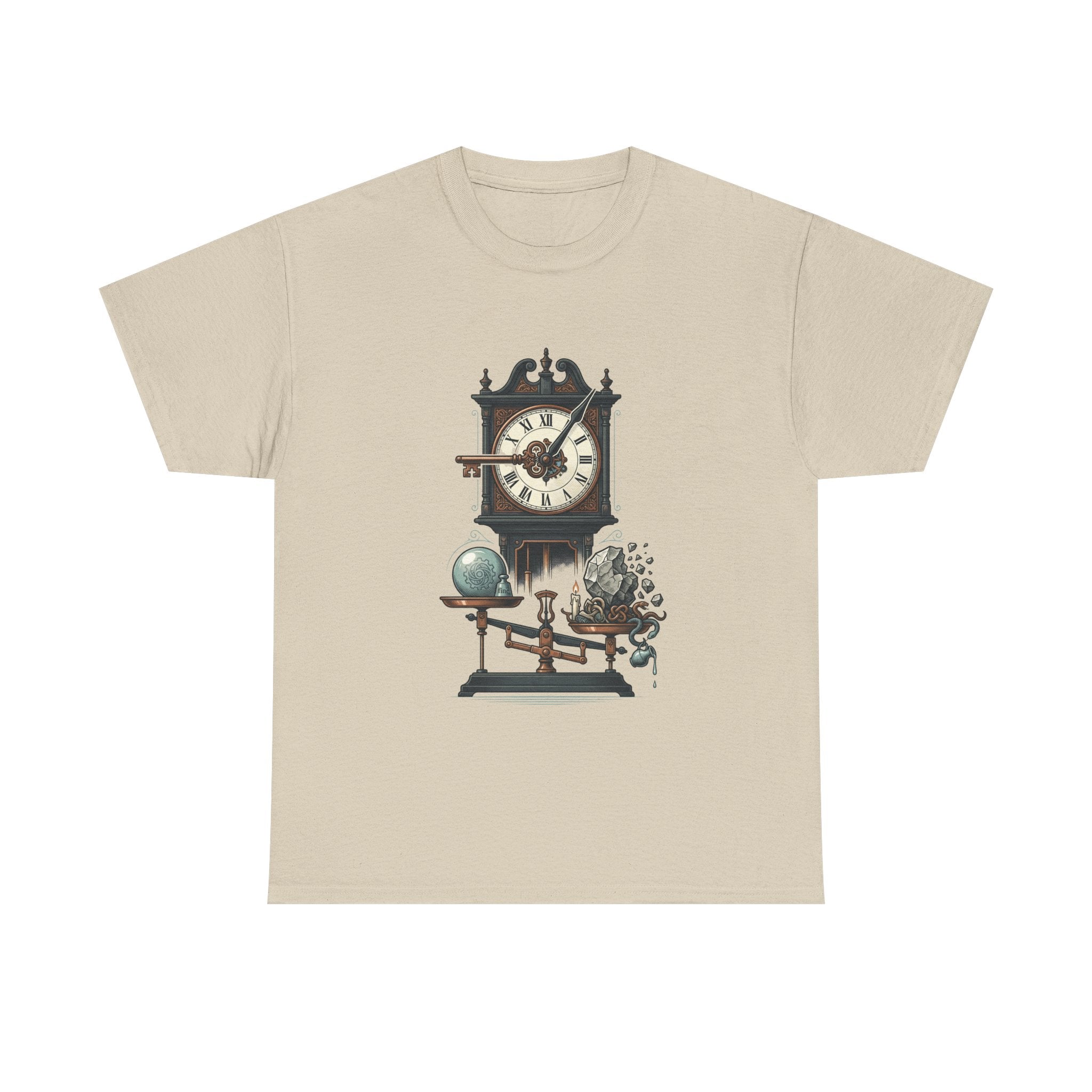 Vintage Clock & Globe Tee — Steampunk Timekeeper Graphic T-Shirt