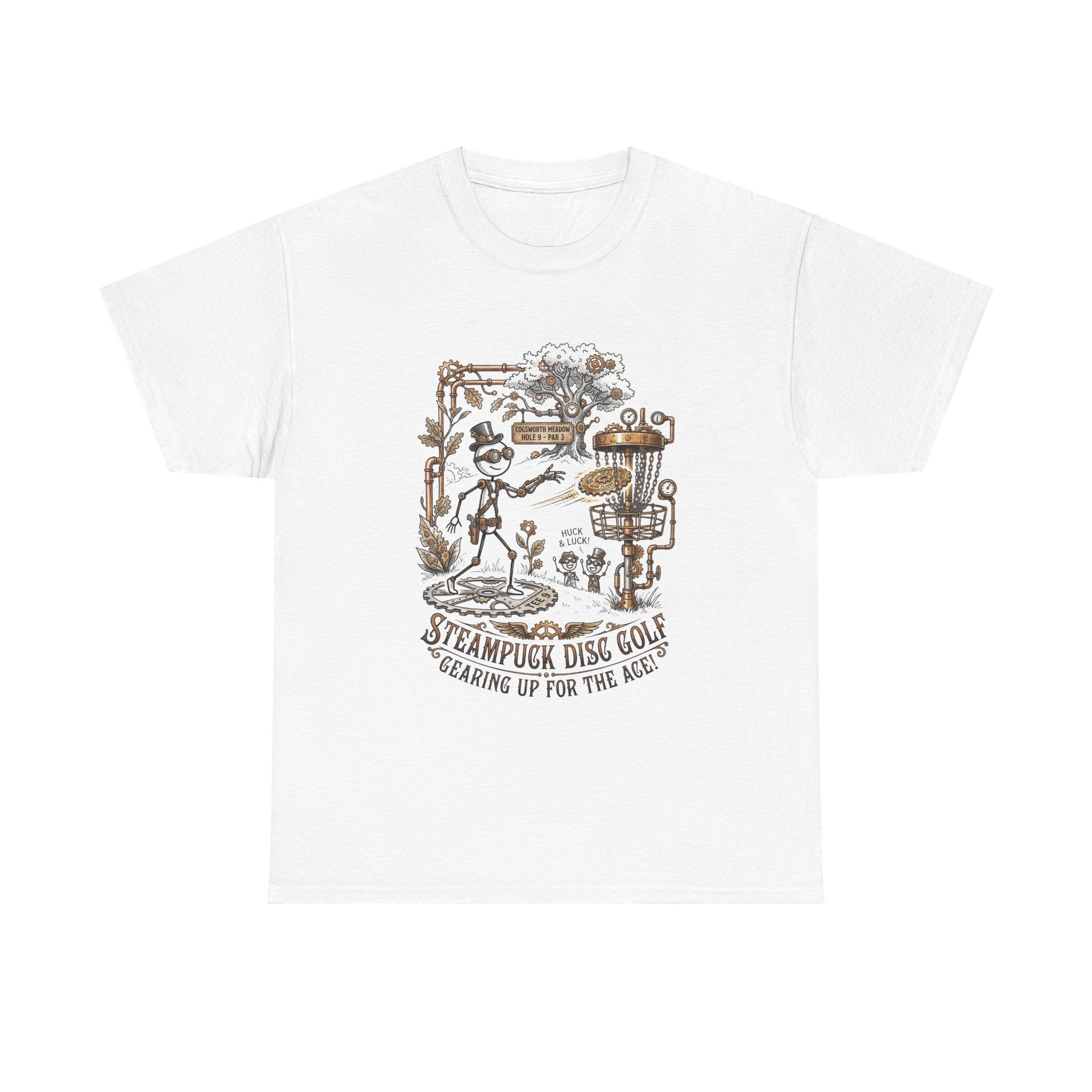 Steampunk Disc Golf T-Shirt — "Gearing Up for the Ace" Vintage Disc Golf Tee