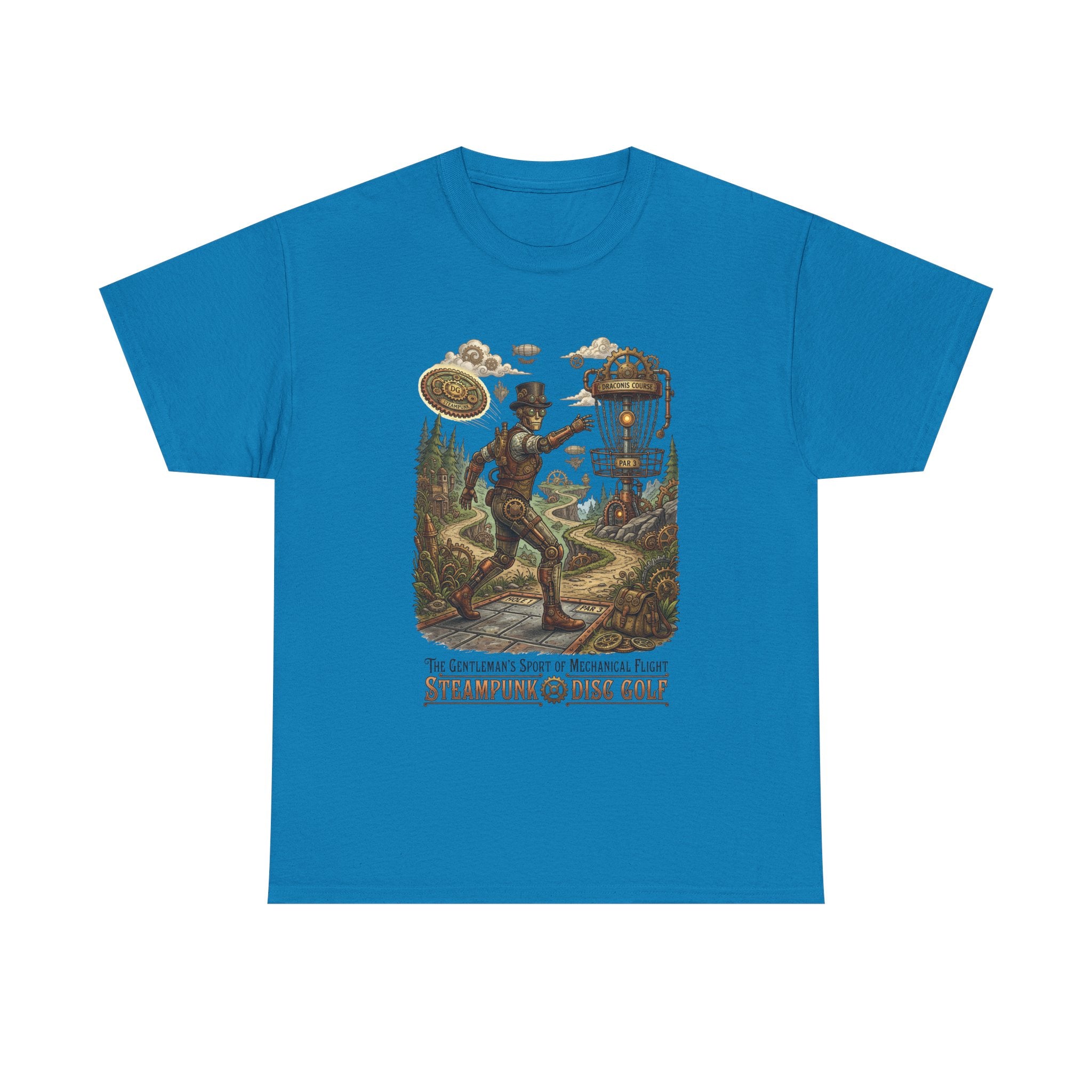 Steampunk Disc Golf T‑Shirt — Vintage Aeronautic Course Graphic Tee