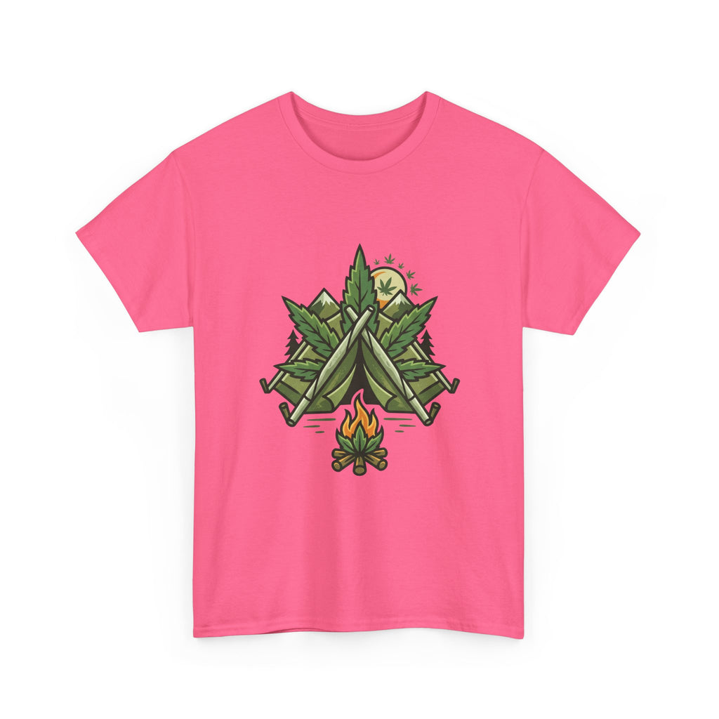 Camping Tent & Campfire T-Shirt — Outdoor Adventure Nature Tee