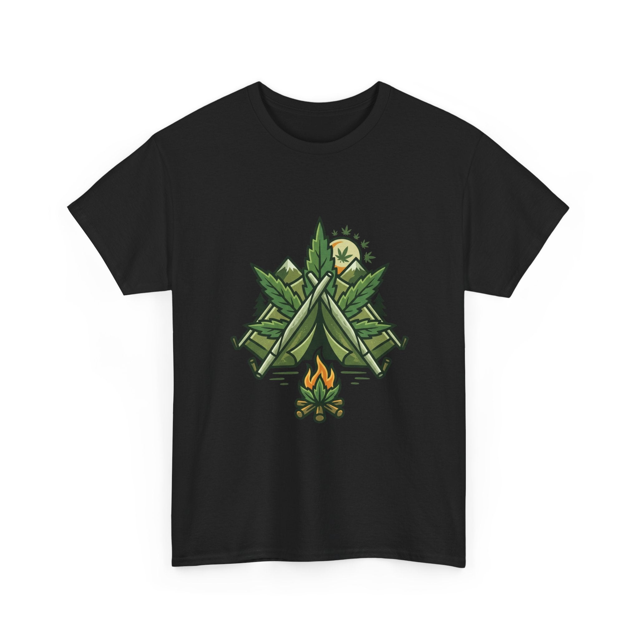 Camping Tent & Campfire T-Shirt — Outdoor Adventure Nature Tee
