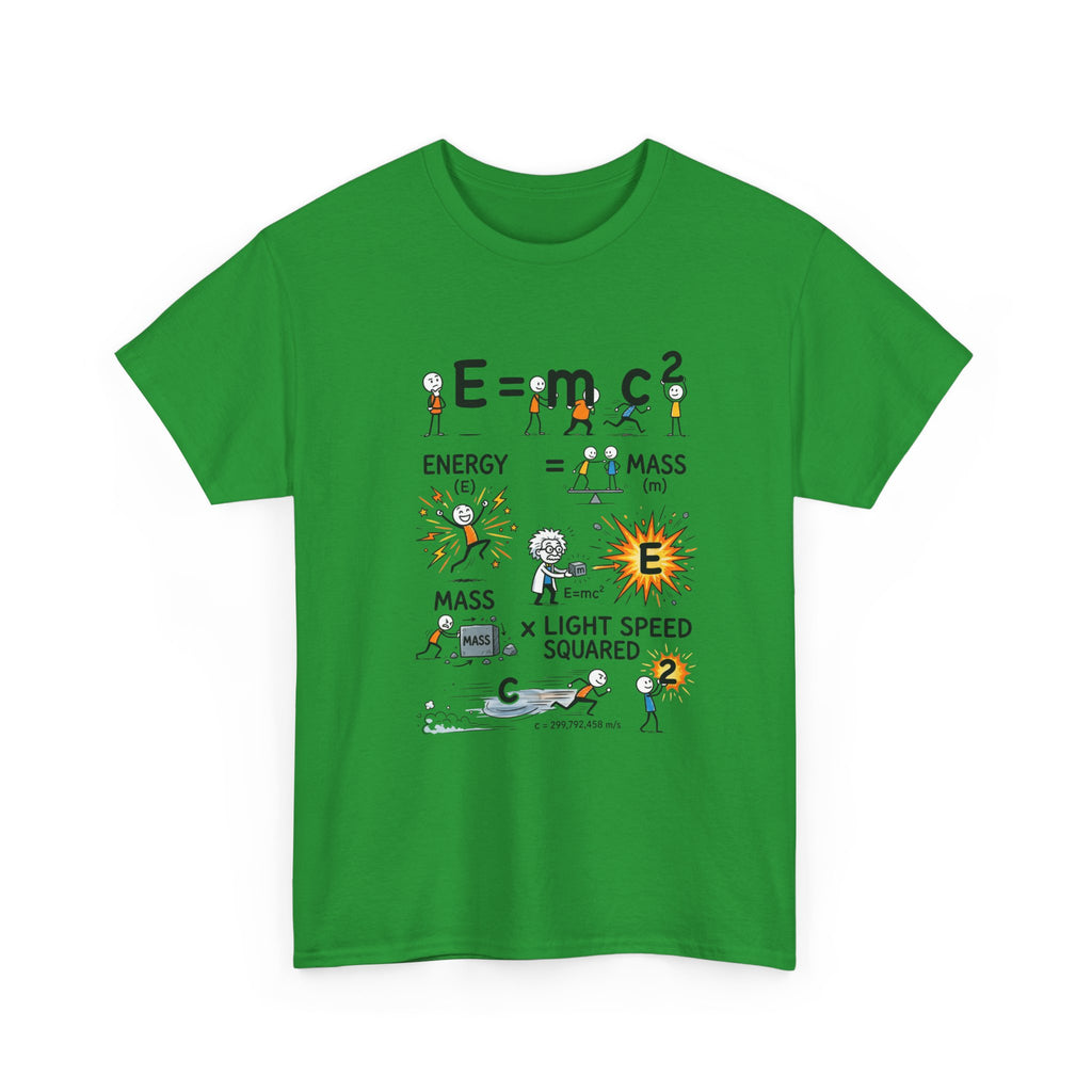 E=mc2 Cartoon Science T-Shirt — Funny Physics Diagram Tee for Students & Teachers