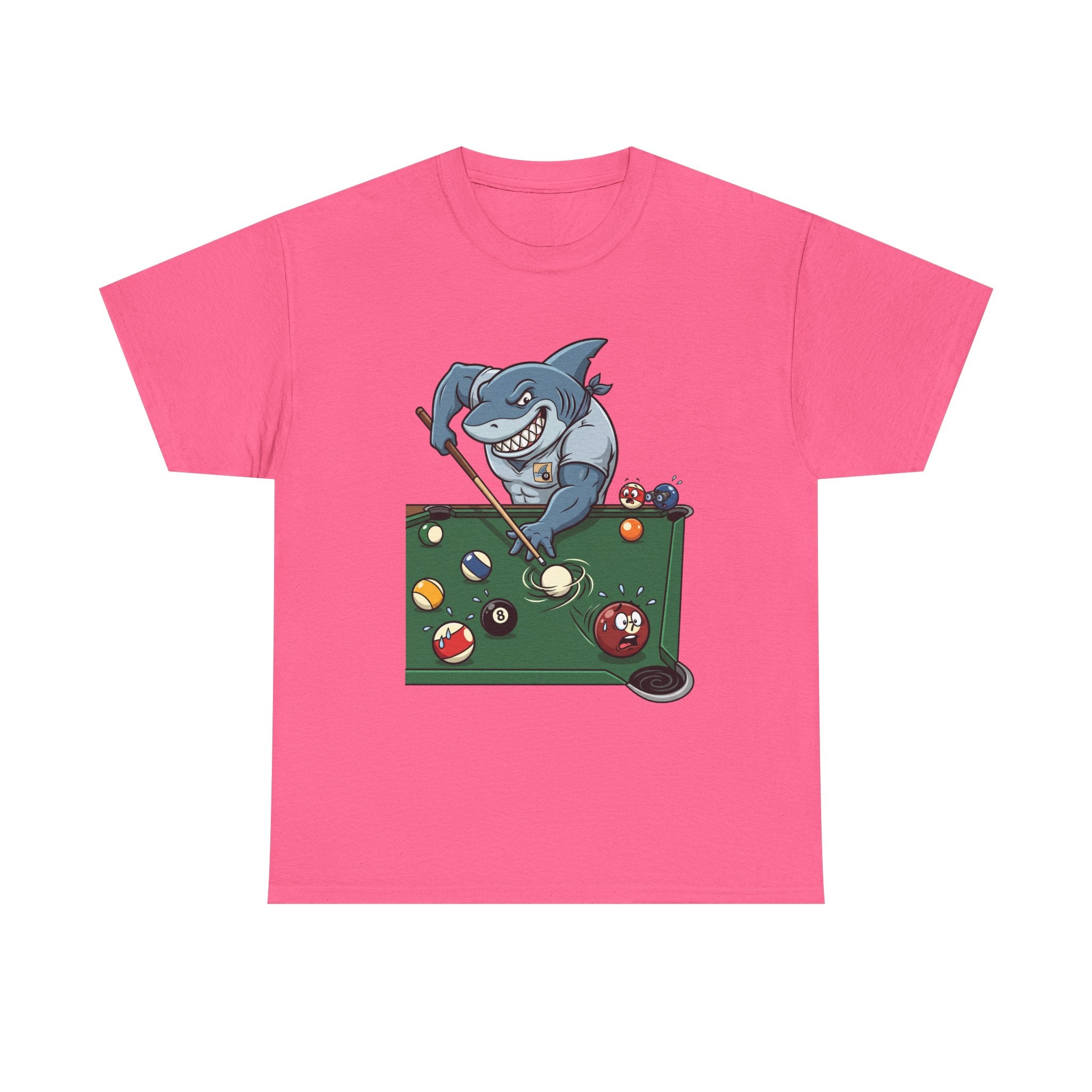 Shark Playing Pool T‑Shirt — Funny Billiards Shark Graphic Tee