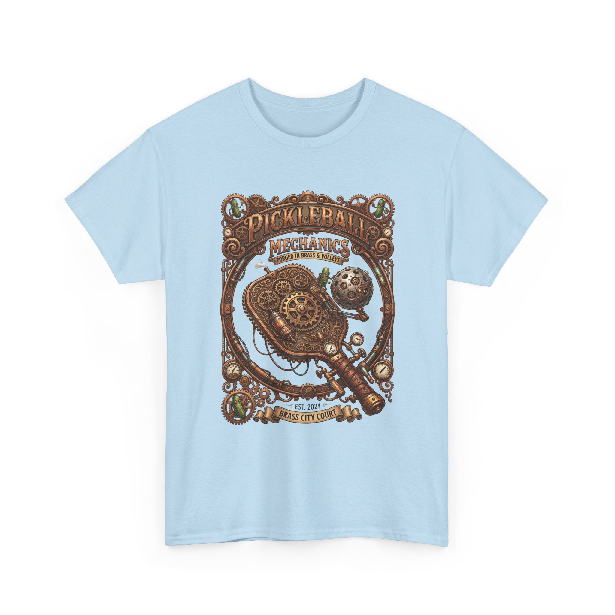 Pickleball Mechanics T-Shirt — Vintage Steampunk Paddle Design