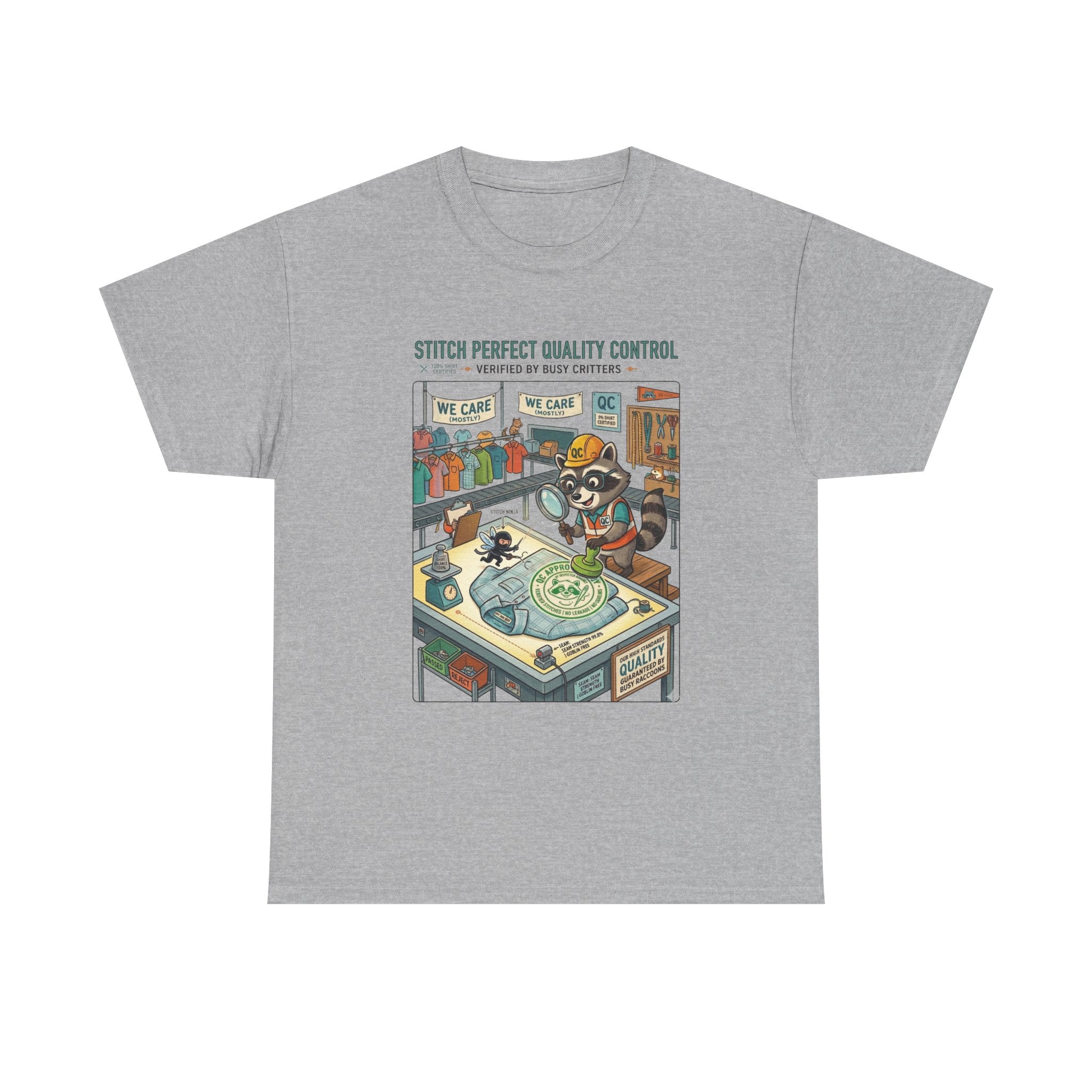 Quality Control Sewing Shirt — "Stitch Perfect" Tailor Cartoon Tee