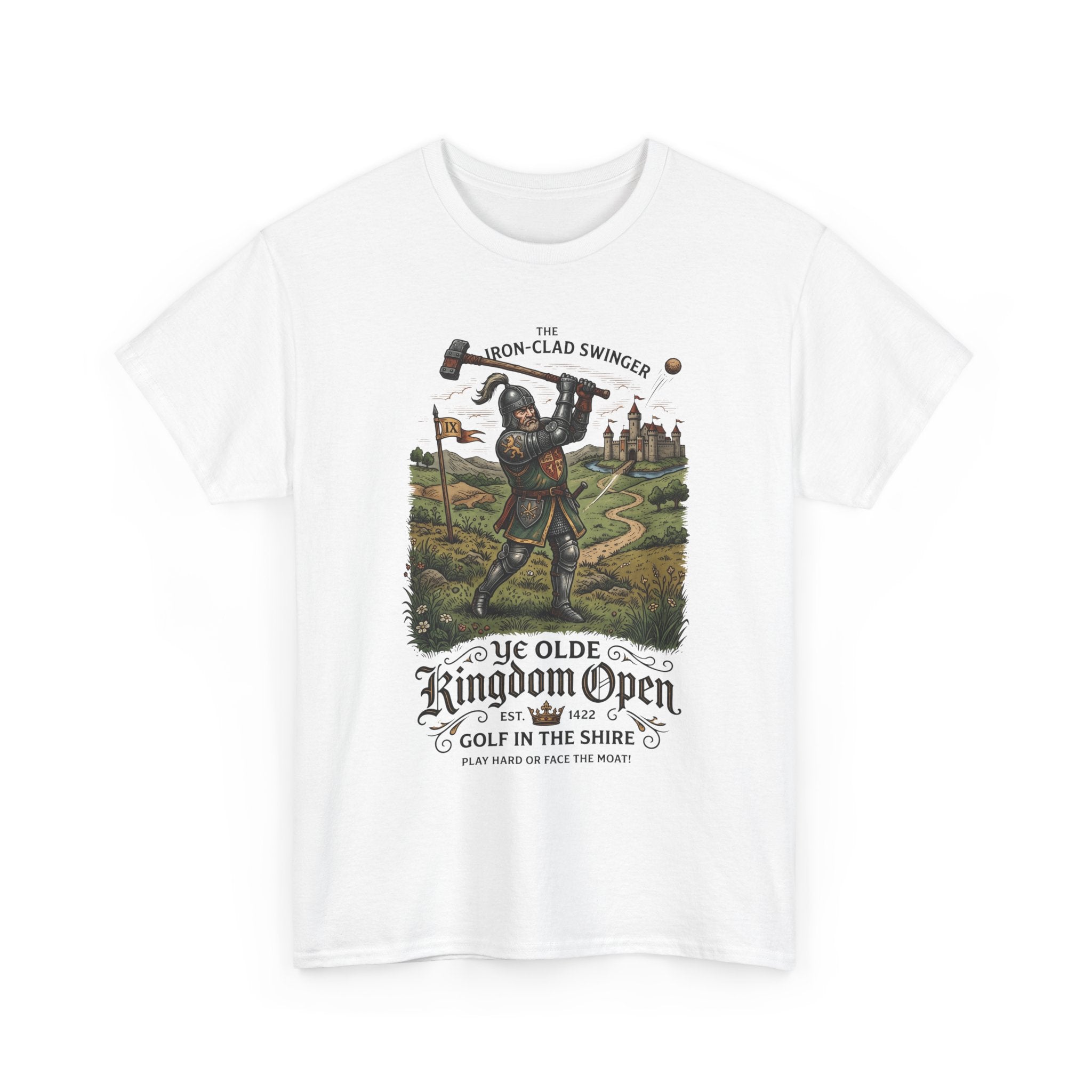 Golf T-Shirt — 'Ye Olde Kingdom Open' Vintage Medieval Golf Graphic Tee