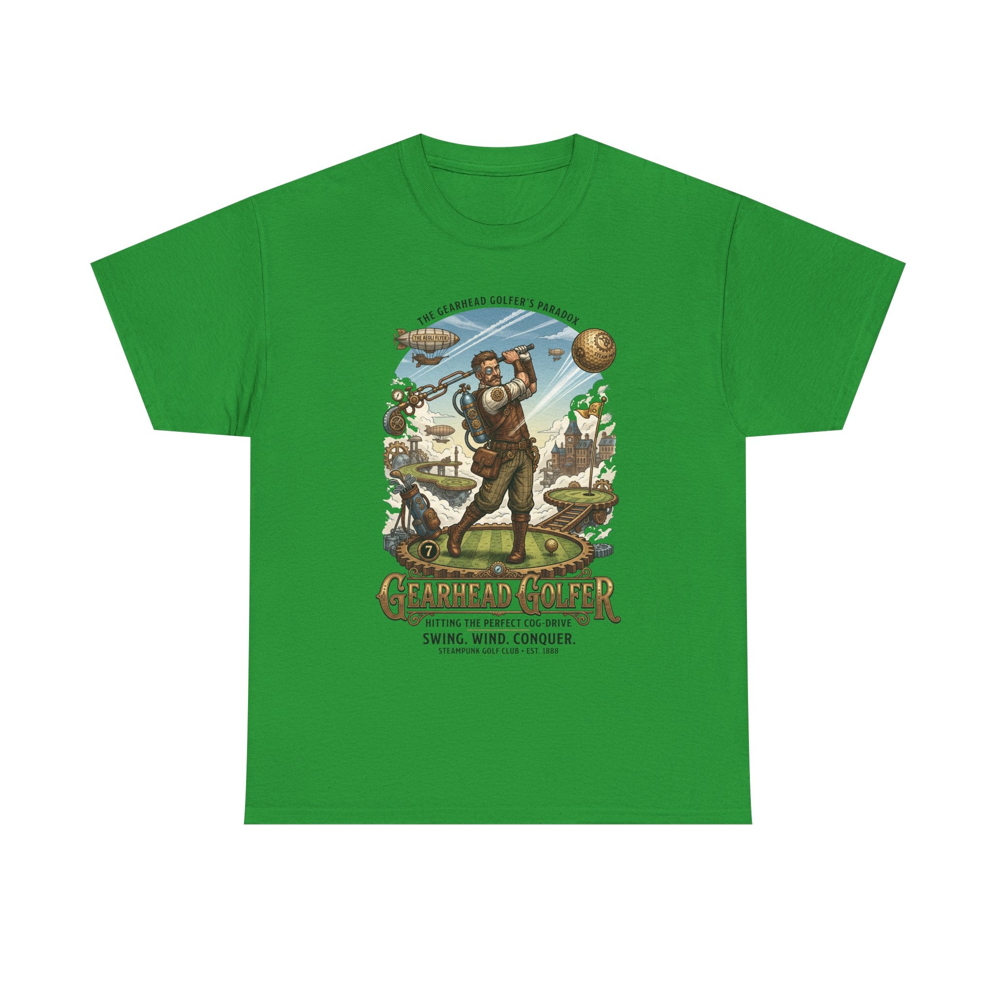 Steampunk Golf T-Shirt - 'Gearhead Golfer' Vintage Car & Golf Humor Tee
