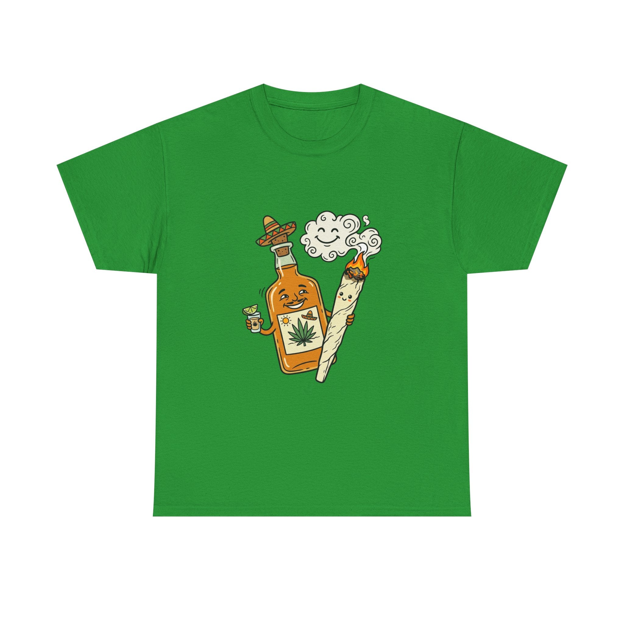Cannabis & Tequila Tee — Funny Joint and Bottle Graphic T-Shirt