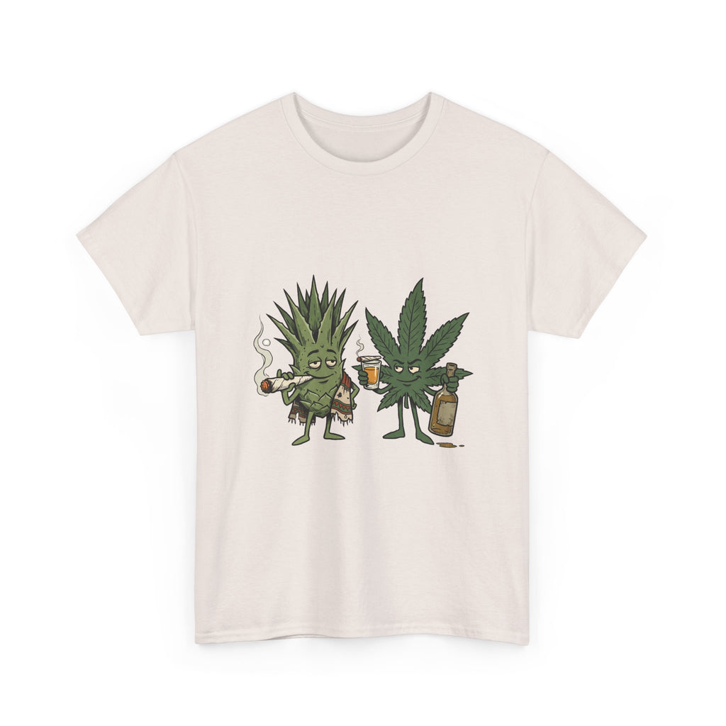 Marijuana Leaf and Agave Friends T-Shirt – Funny Cannabis Leaf & Tequila Smoking Tee