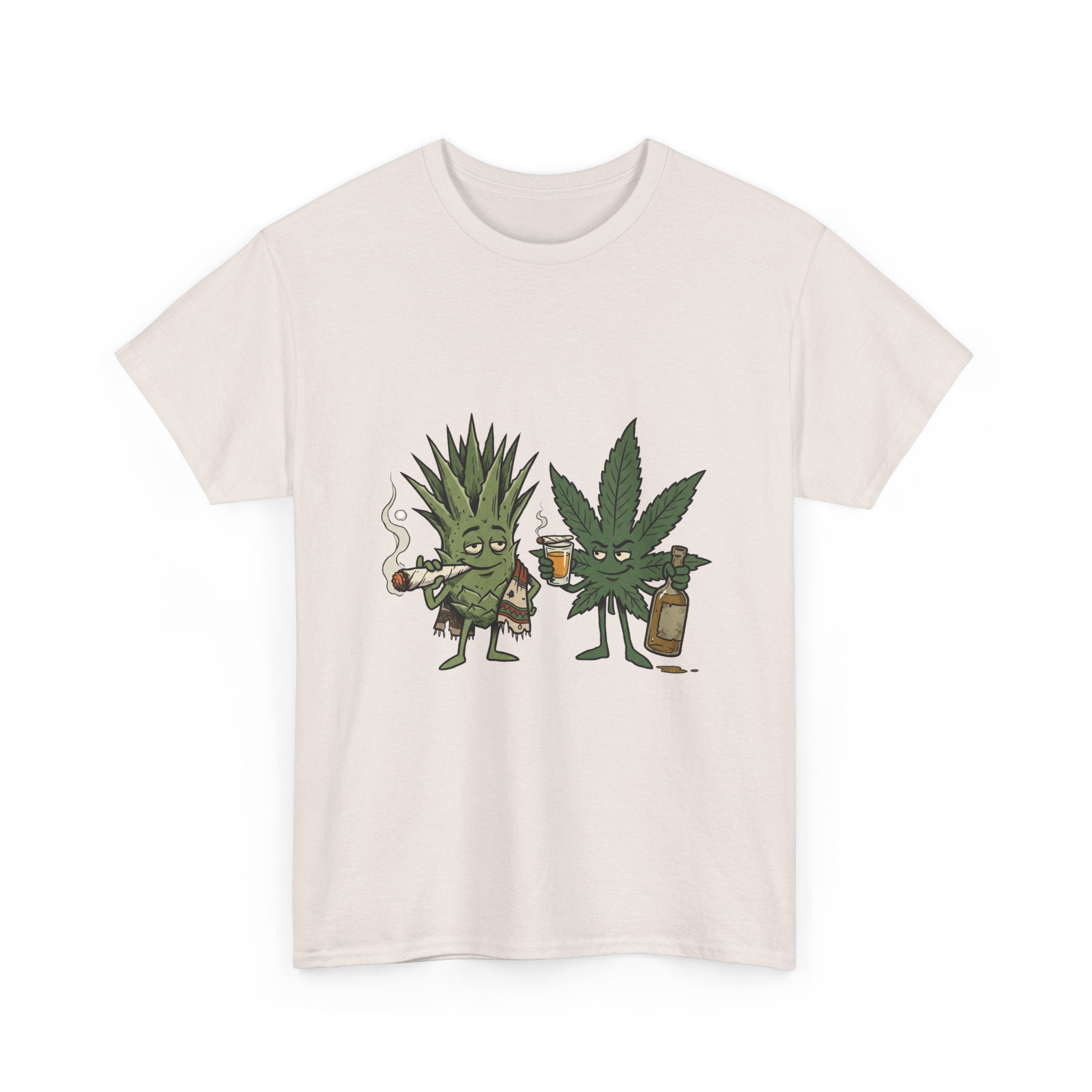 Marijuana Leaf and Agave Friends T-Shirt – Funny Cannabis Leaf & Tequila Smoking Tee