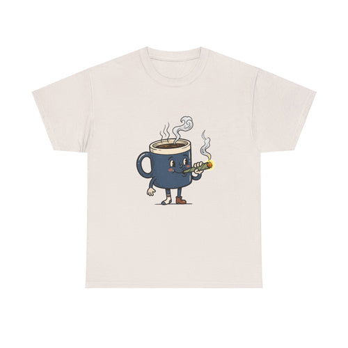 1 Coffee and a Joint Character Tee — Funny Smoking Joint Cartoon Shirt