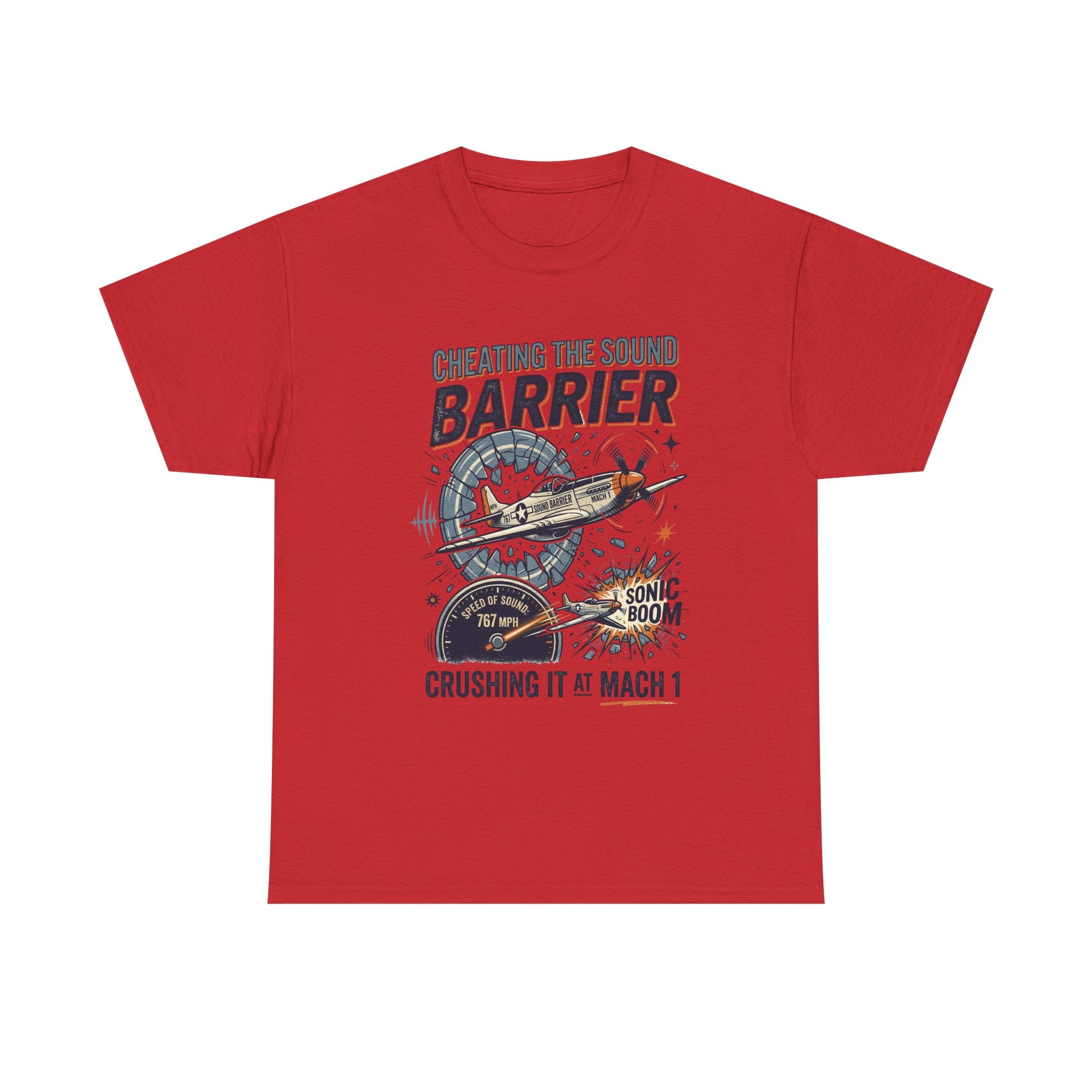 Cheating the Sound Barrier Aviation T-Shirt – "Crushing It at Mach 1" Pilot Tee