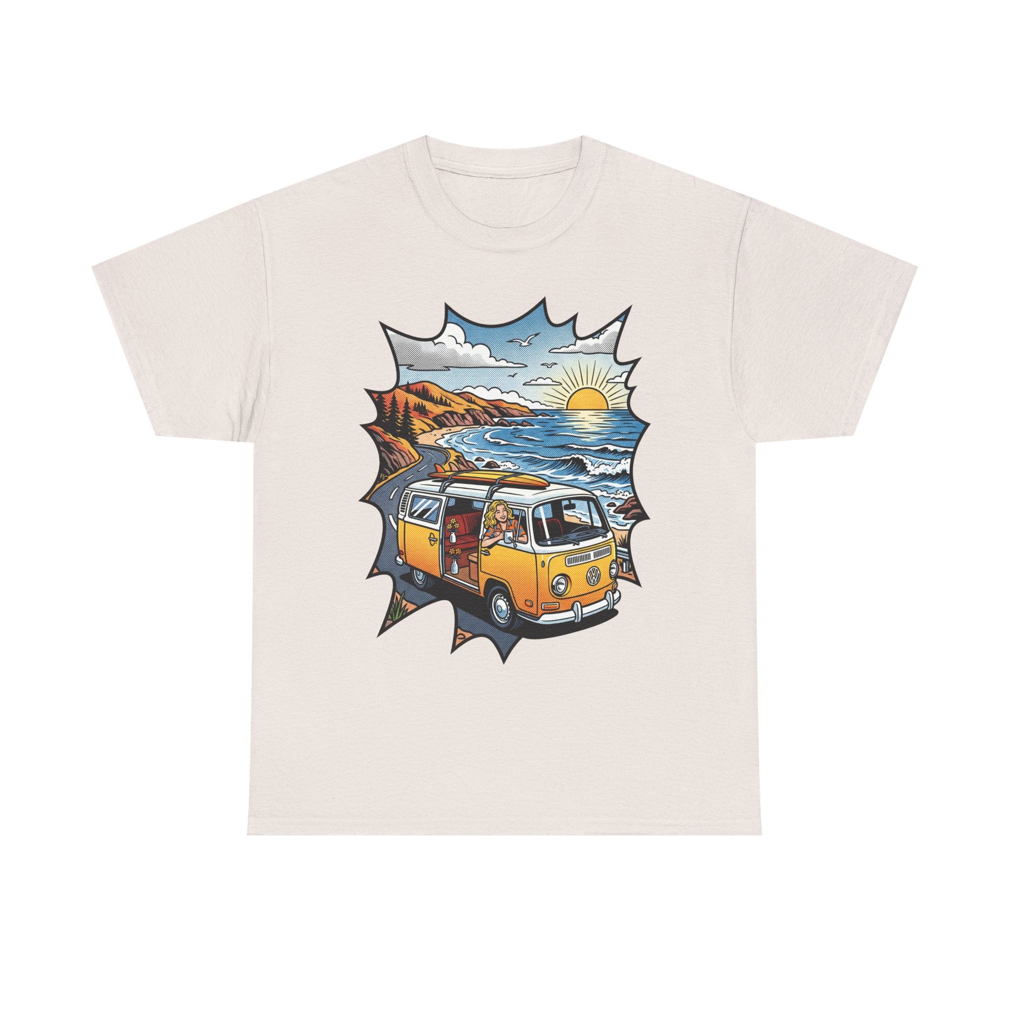 Road Trip Van T-Shirt — Vintage Camper Beach Sunset Tee
