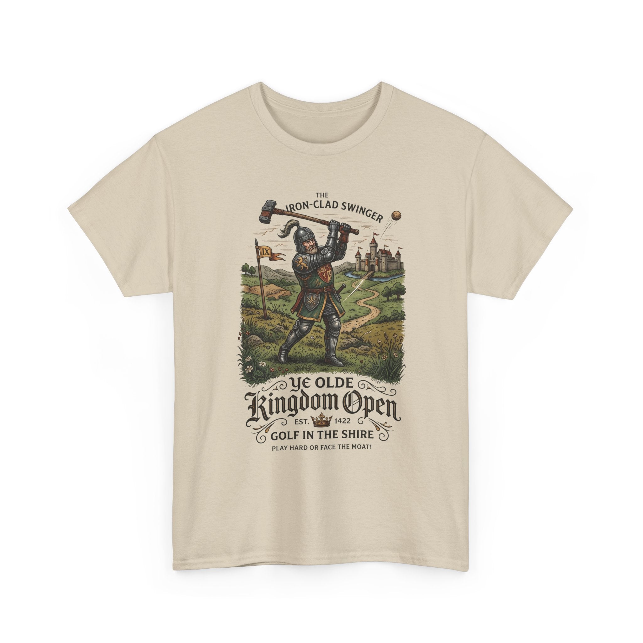 Golf T-Shirt — 'Ye Olde Kingdom Open' Vintage Medieval Golf Graphic Tee