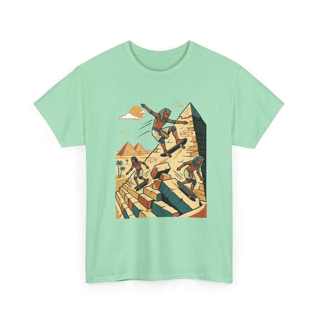 Egyptian Pyramid Skateboard T‑Shirt — Retro Skateboarding Pharaohs Graphic Tee