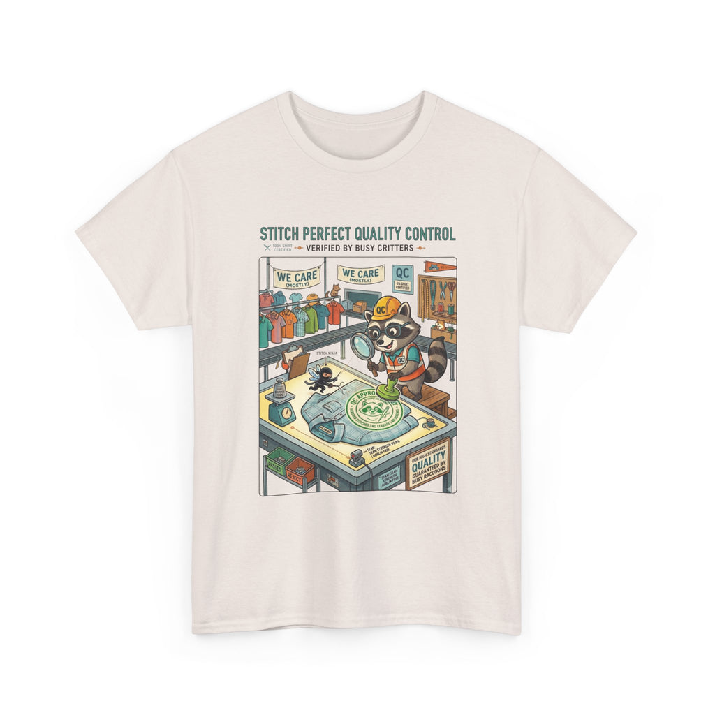 Quality Control Sewing Shirt — "Stitch Perfect" Tailor Cartoon Tee