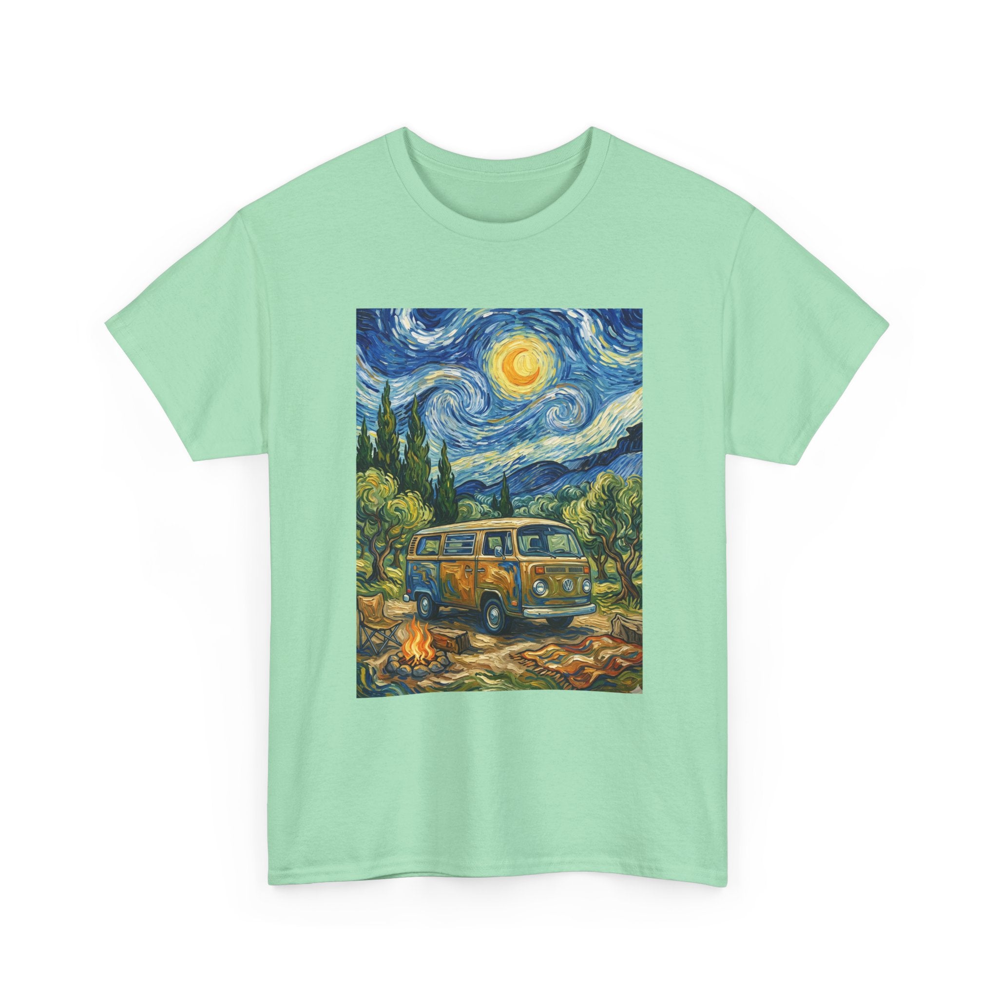 Van Gogh Night Van T-Shirt — Vintage Camper Starry Sky Tee