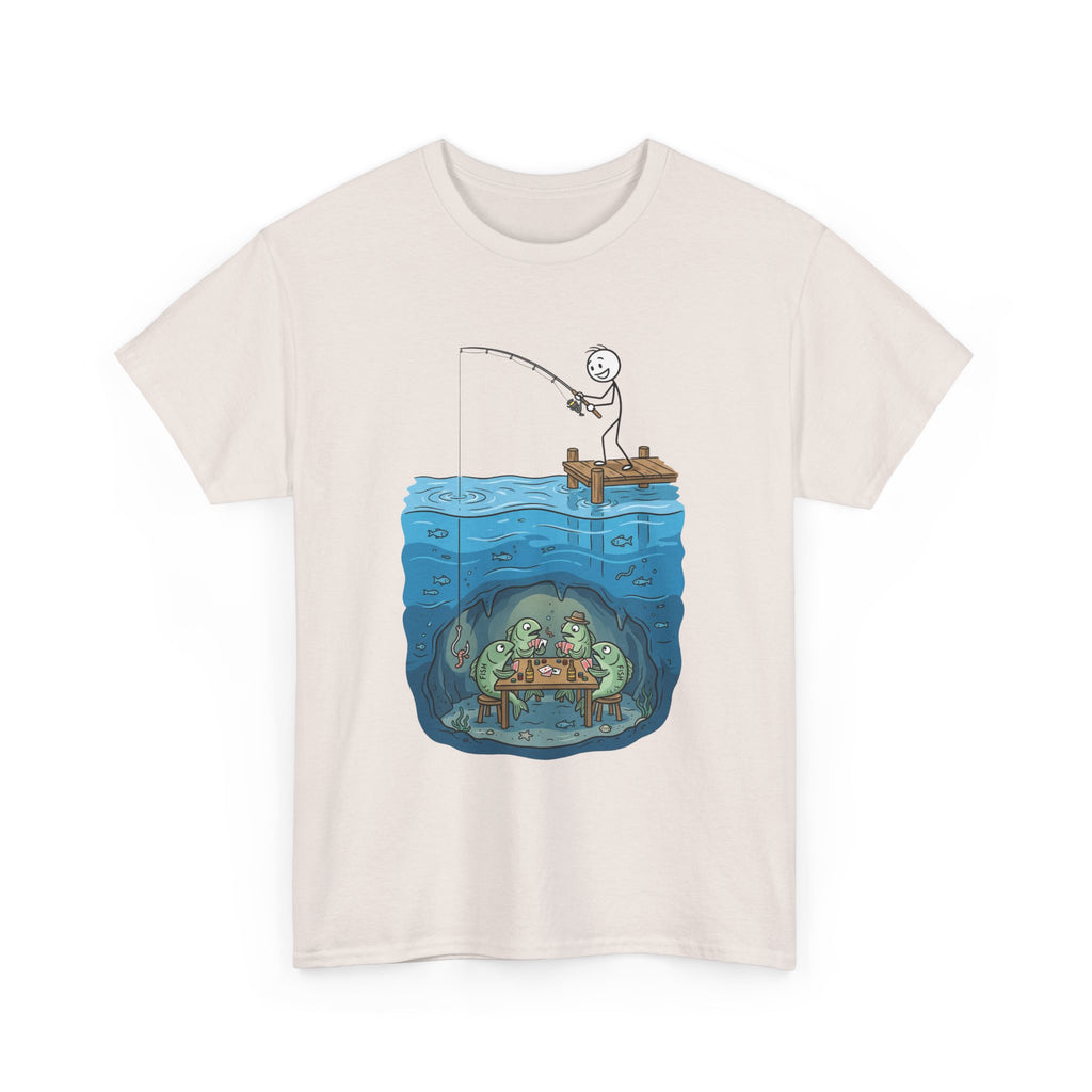 Fishing Tee — Underwater Surprise Cartoon T-Shirt (Fisherman & Sea Creatures)
