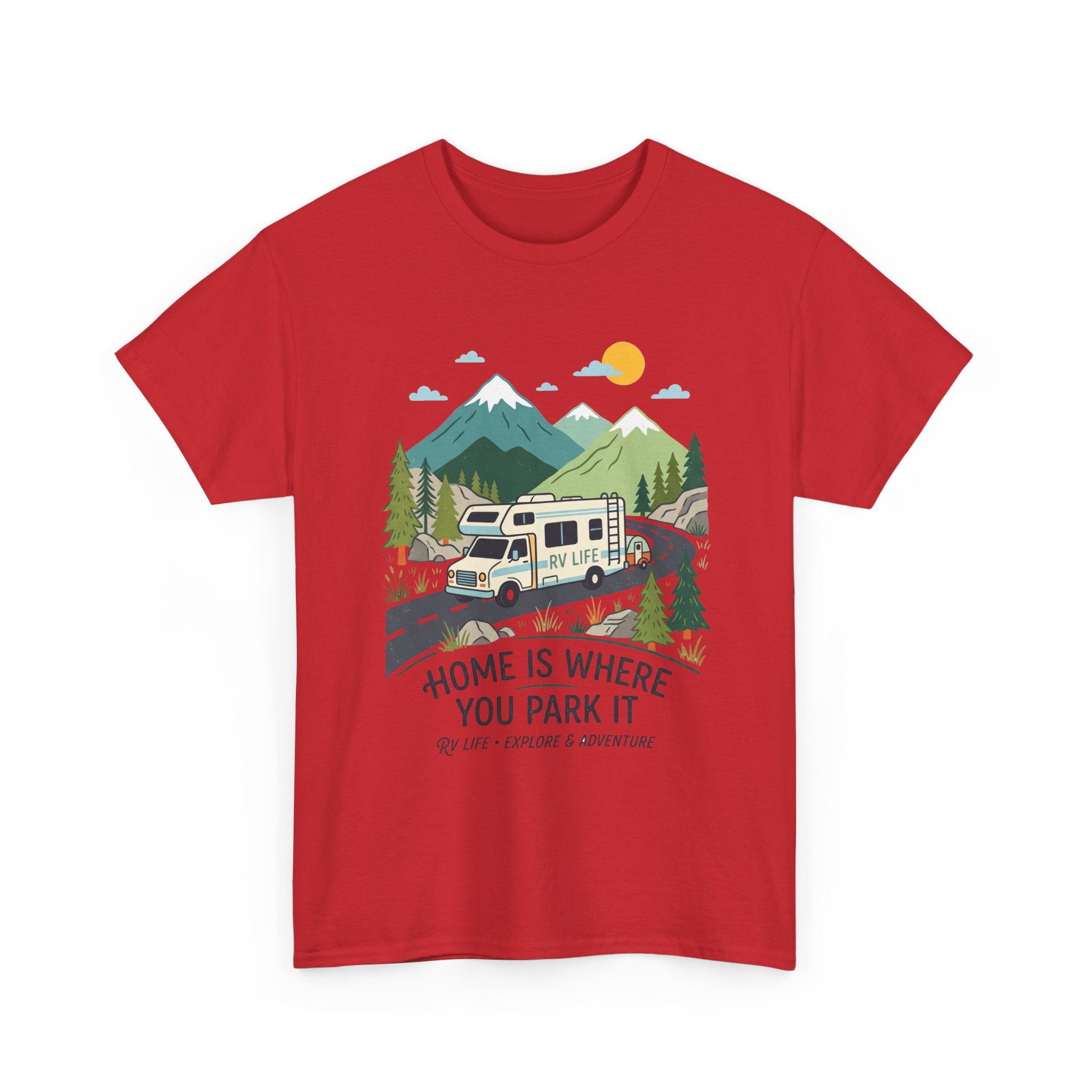 RV Camping T‑Shirt — "Home Is Where You Park It" Mountain Camper Tee