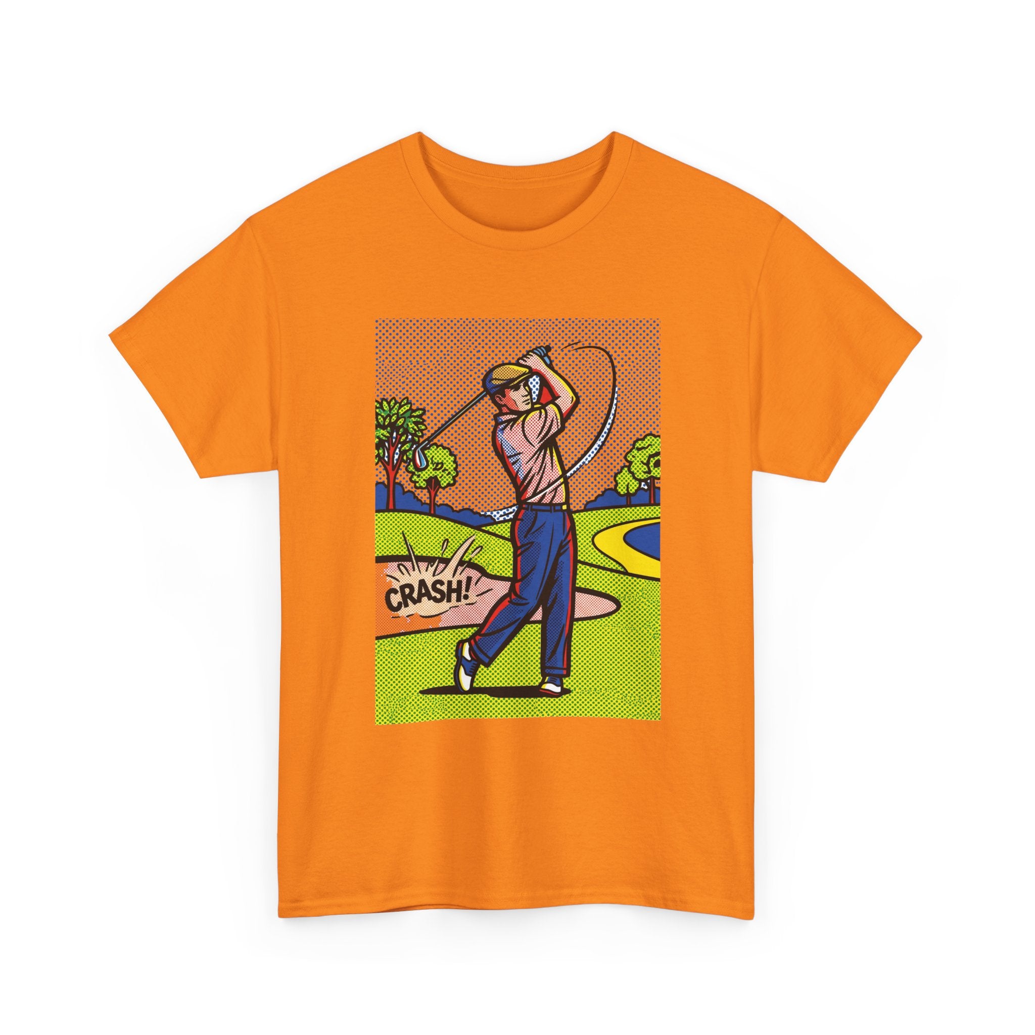 Golf Swing Pop Art T-Shirt — Vintage Comic 'Crash!' Graphic Tee