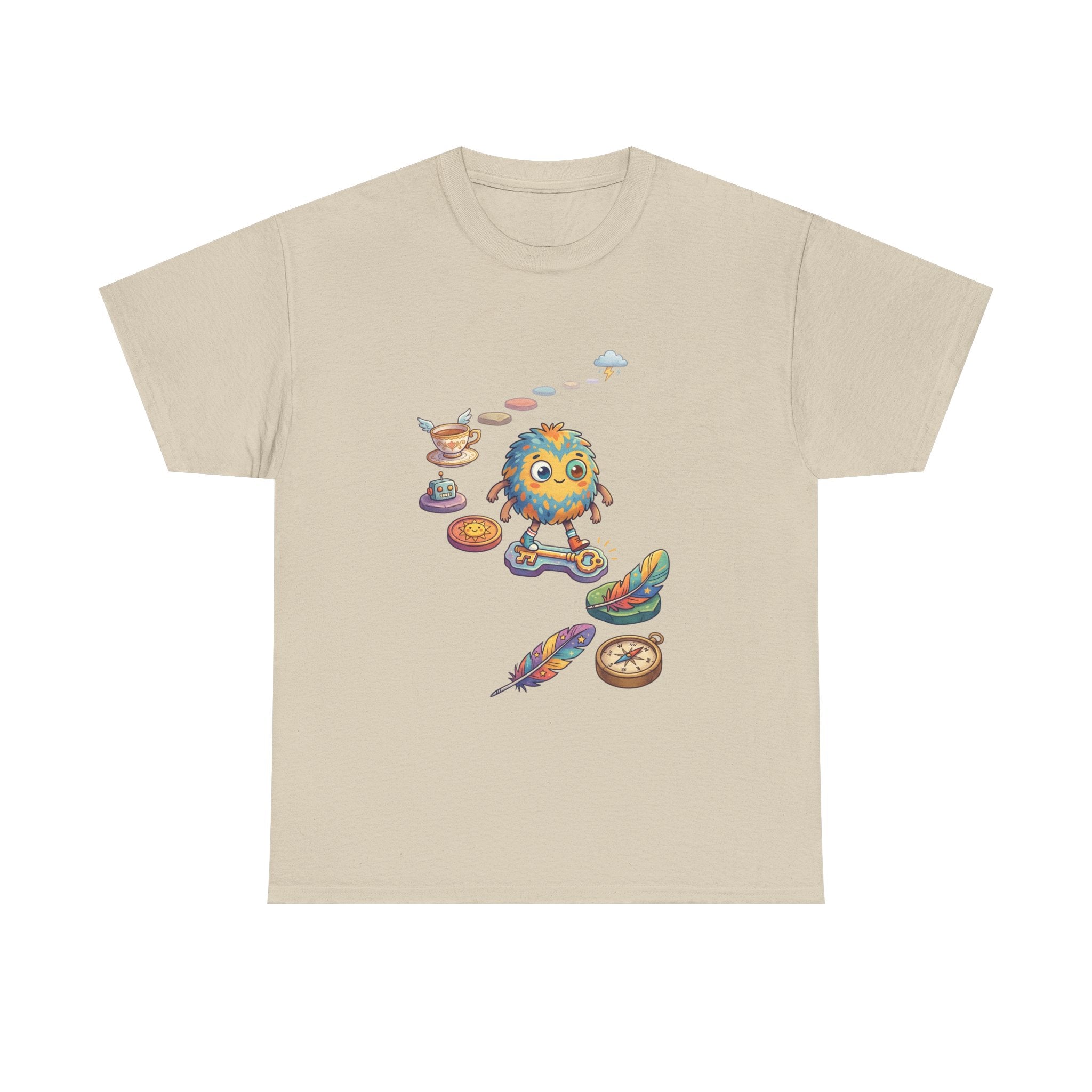 T-Shirt — Whimsical Cosmic Creature with Ritual Objects Graphic Tee