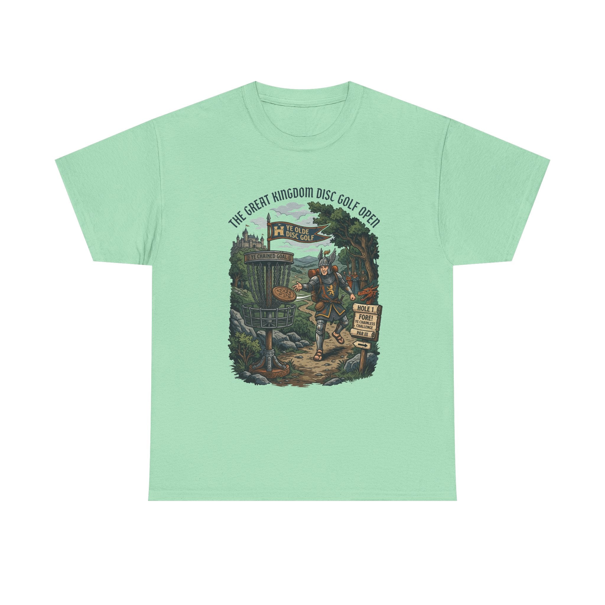 Medieval Disc Golf Adventure Tee — "The Great Kingdom Disc Golf Open" Graphic Shirt